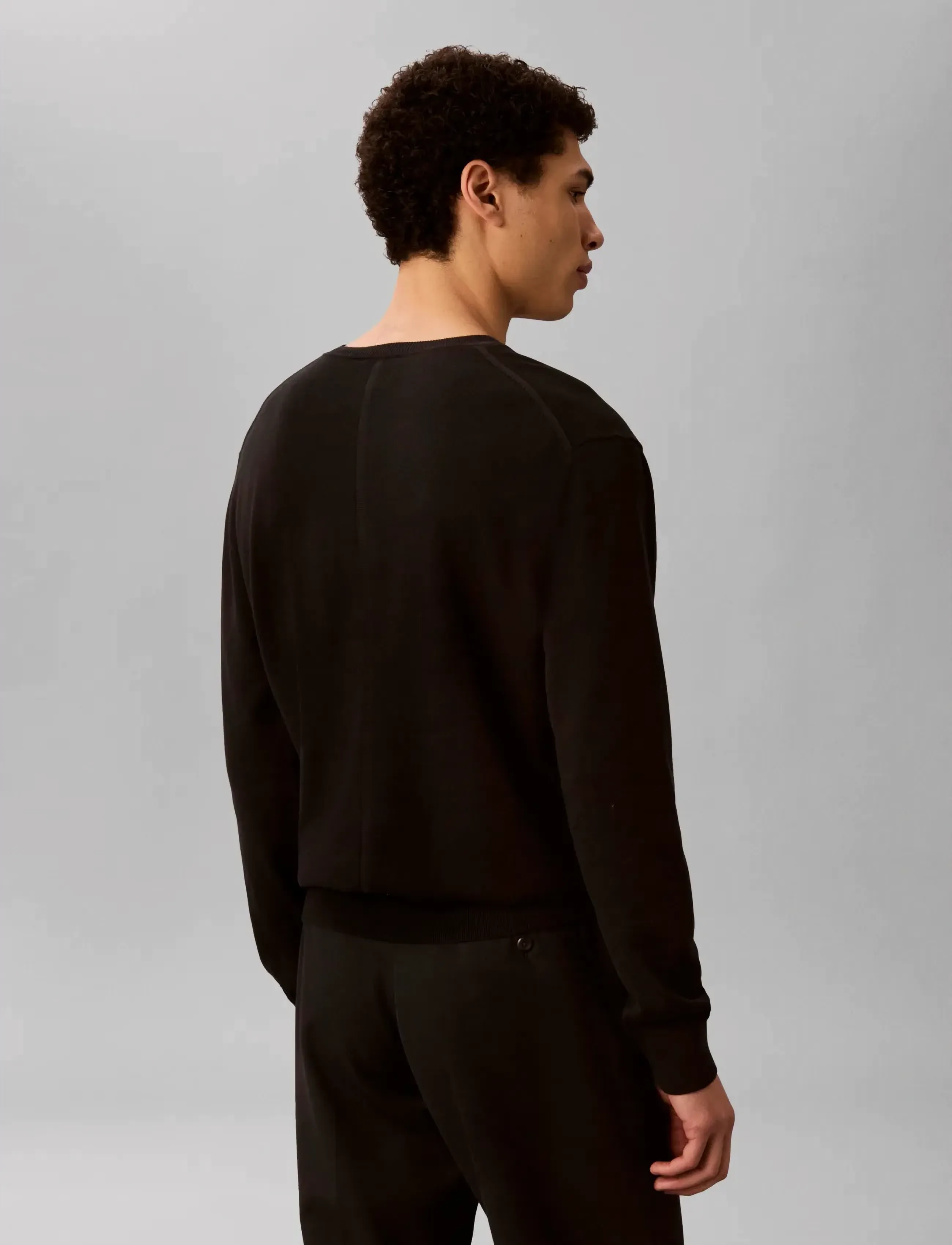 Calvin Klein - LS SUPIMA COTTON CREW 14GG - round necks - black - 2