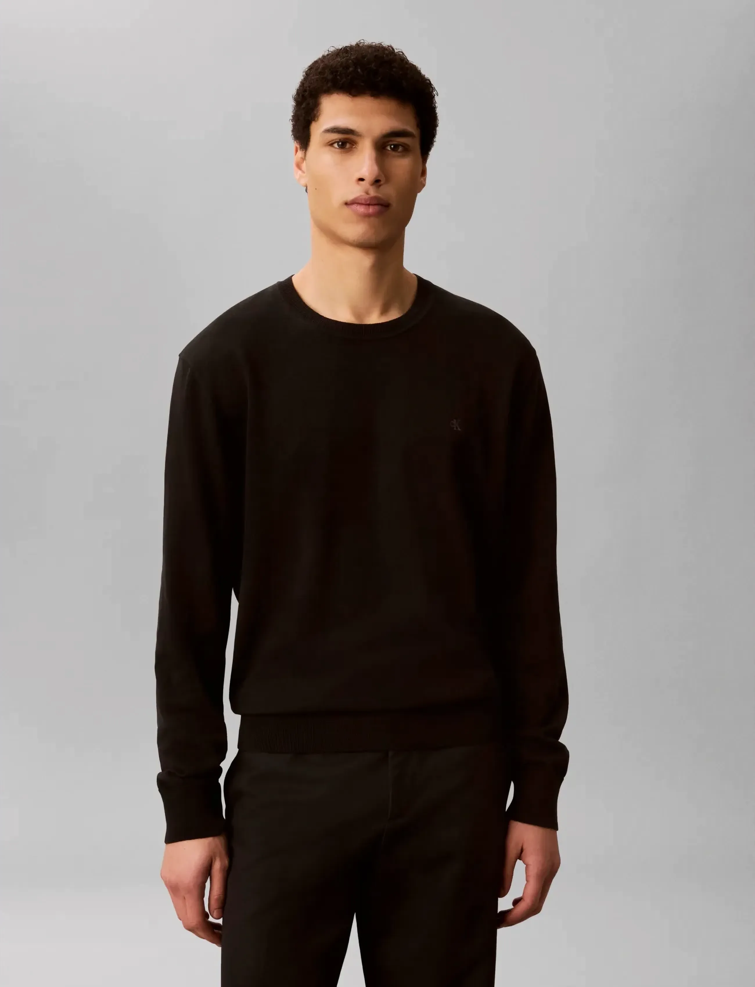 Calvin Klein - LS SUPIMA COTTON CREW 14GG - round necks - black - 3