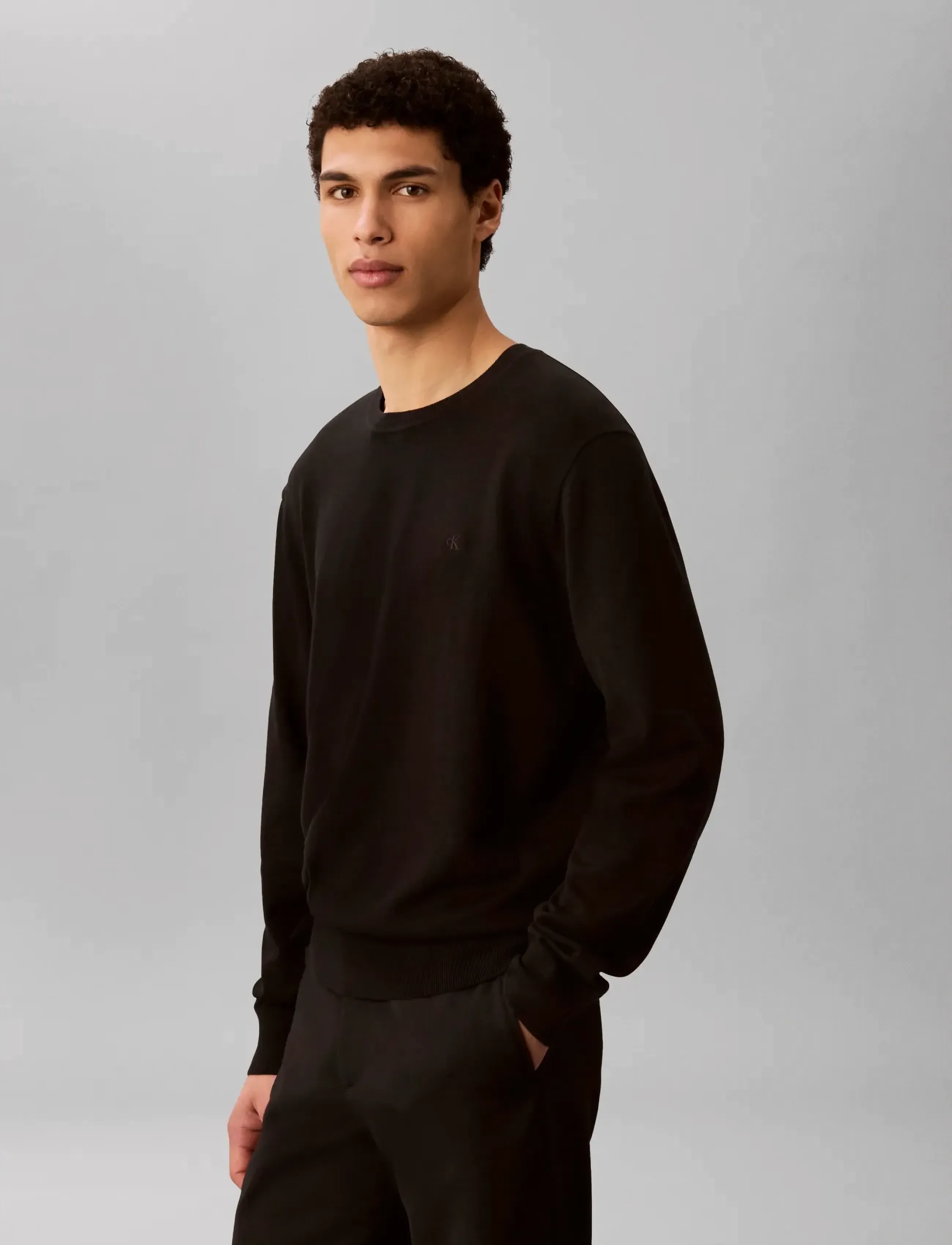 Calvin Klein - LS SUPIMA COTTON CREW 14GG - round necks - black - 4