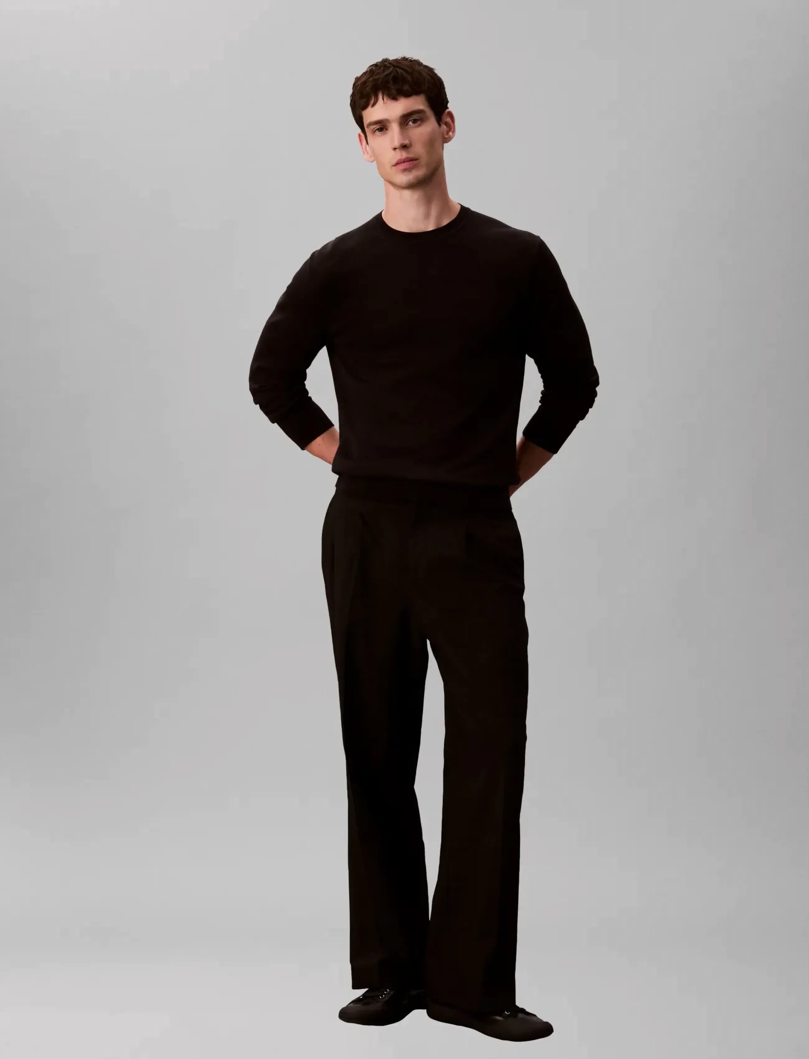 Calvin Klein - LS SUPIMA COTTON CREW 14GG - round necks - black - 5