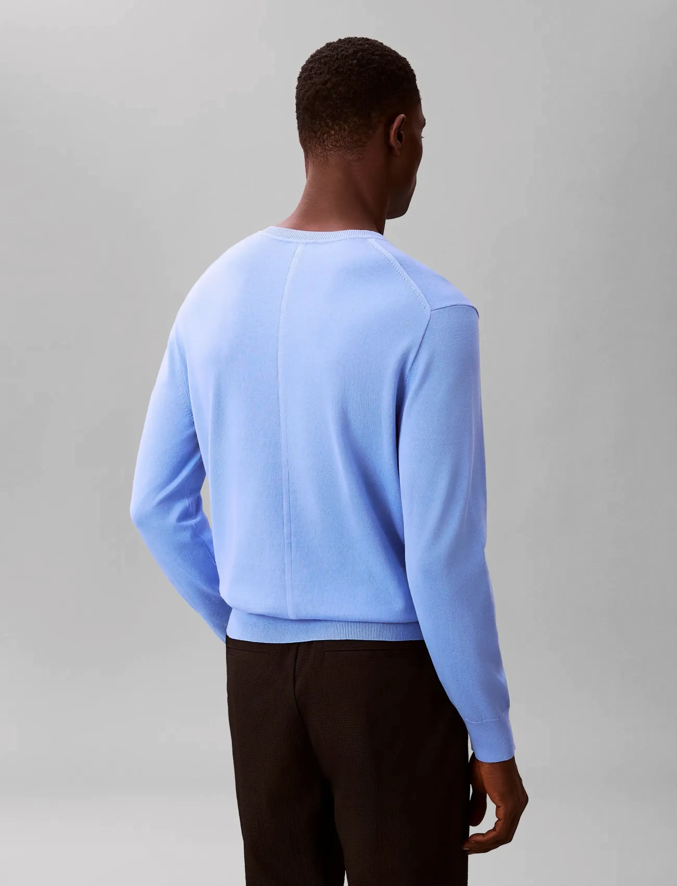 Calvin Klein - LS SUPIMA COTTON CREW 14GG - round necks - blue descent - 2