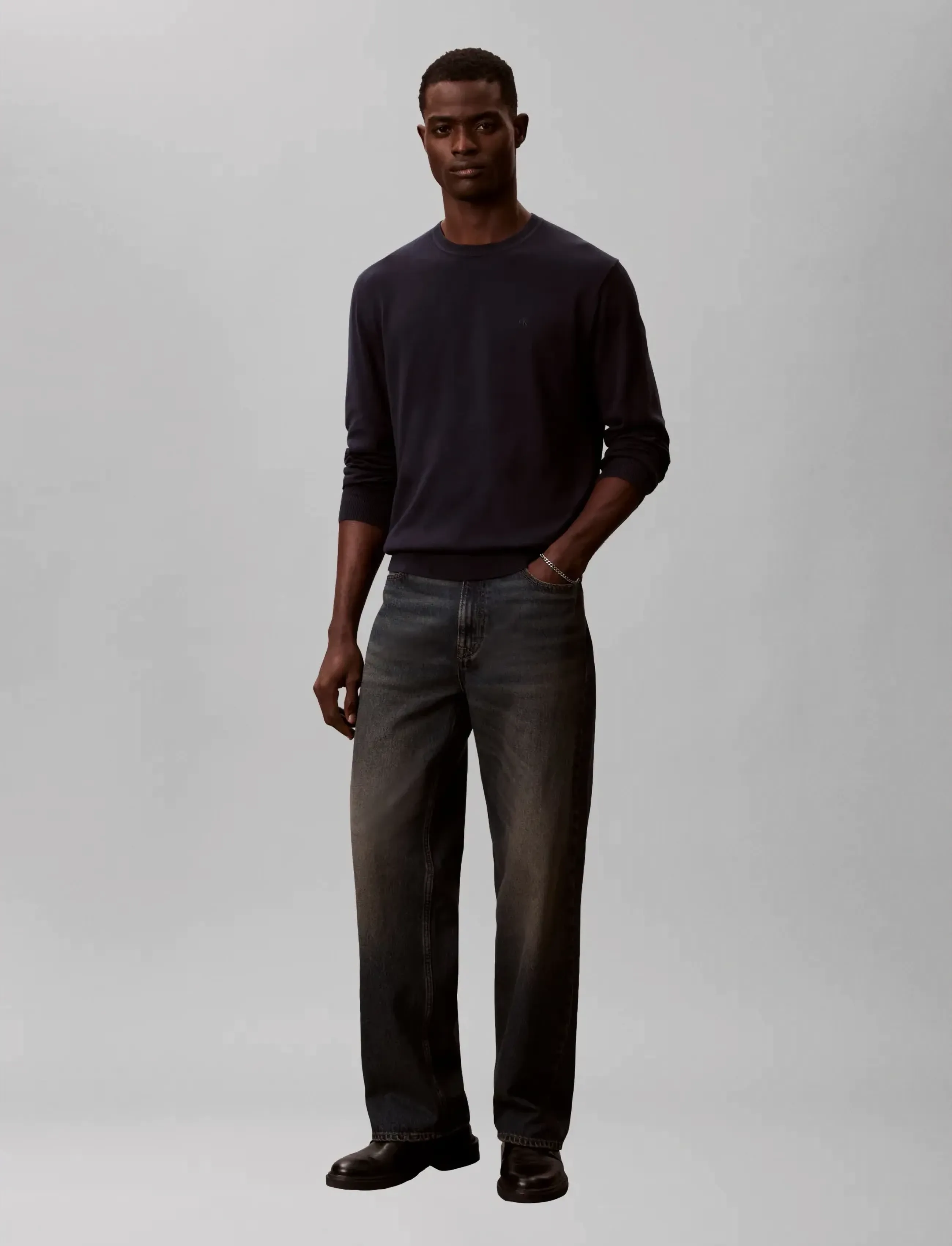 Calvin Klein LS SUPIMA COTTON CREW 14GG - Calvin Klein - DARK SAPPHIRE / navy