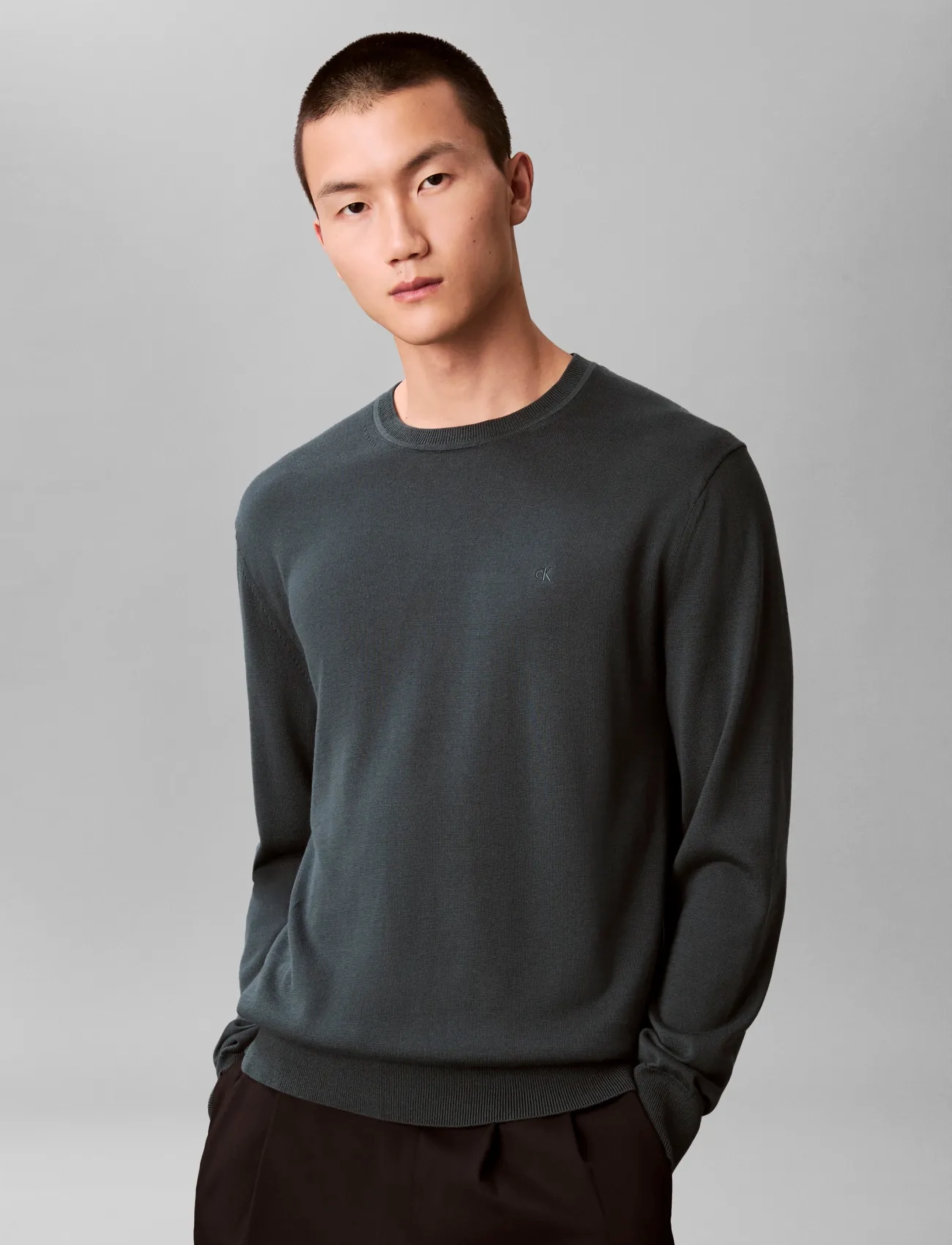Calvin Klein Ls Supima Cotton Crew 14Gg långärmade t-shirts herr – bild 3