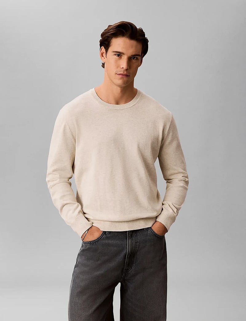 Calvin Klein - LS SUPIMA COTTON CREW 14GG - rundhals - snow heather - 0
