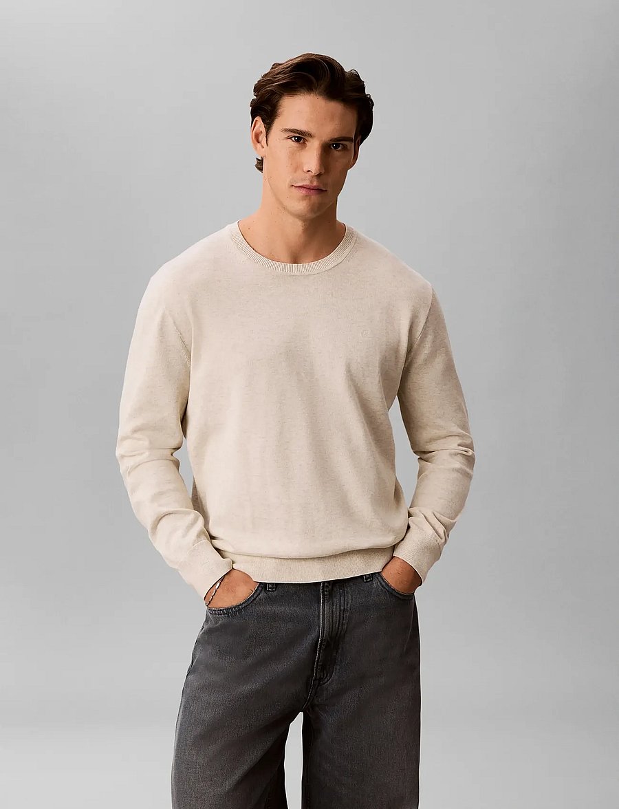 Calvin Klein - LS SUPIMA COTTON CREW 14GG - rundhals - snow heather - 0
