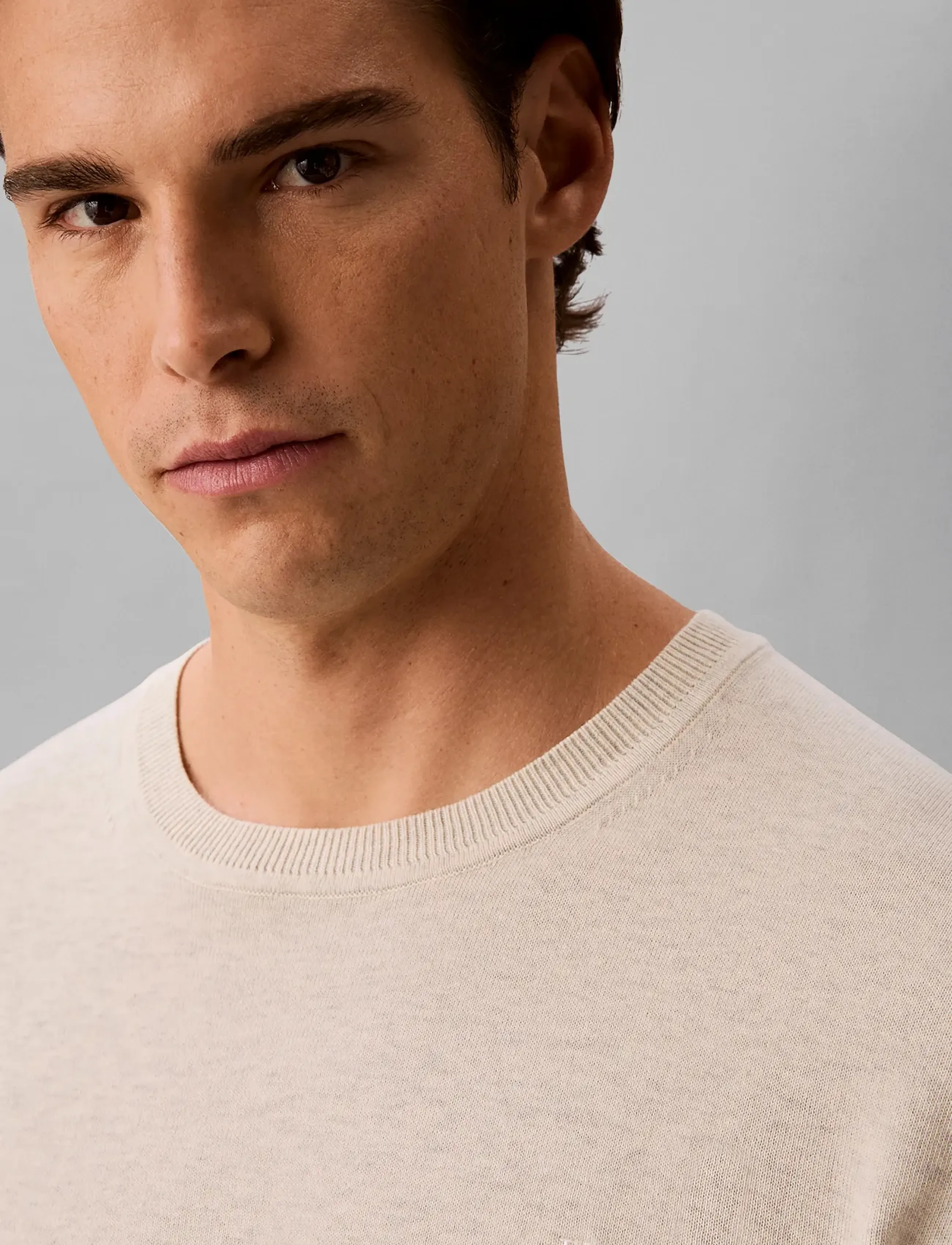 Calvin Klein - LS SUPIMA COTTON CREW 14GG - rundhals - snow heather - 3