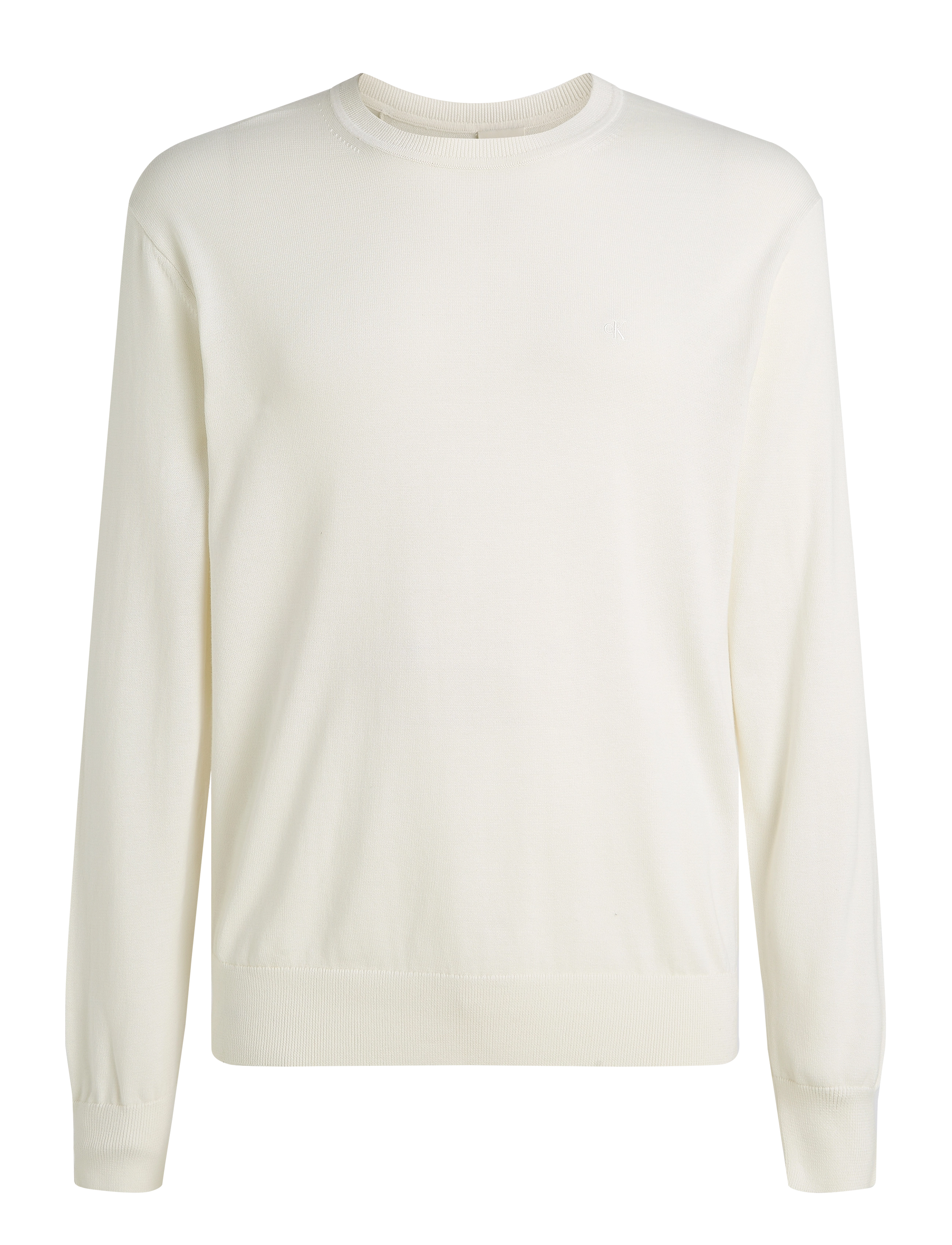 Calvin Klein LS SUPIMA COTTON CREW 14GG - Kudumid - TOFU / white