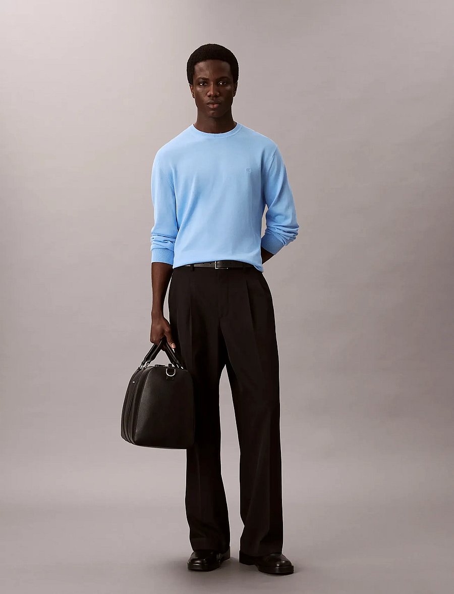 Calvin Klein - LS SUPIMA COTTON CREW 14GG - rundhals - track blue - 0