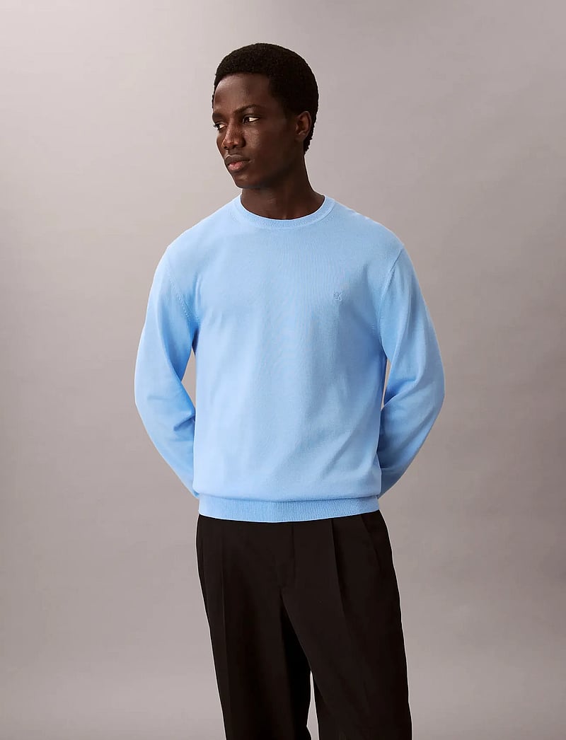 Calvin Klein - LS SUPIMA COTTON CREW 14GG - rundhals - track blue - 5