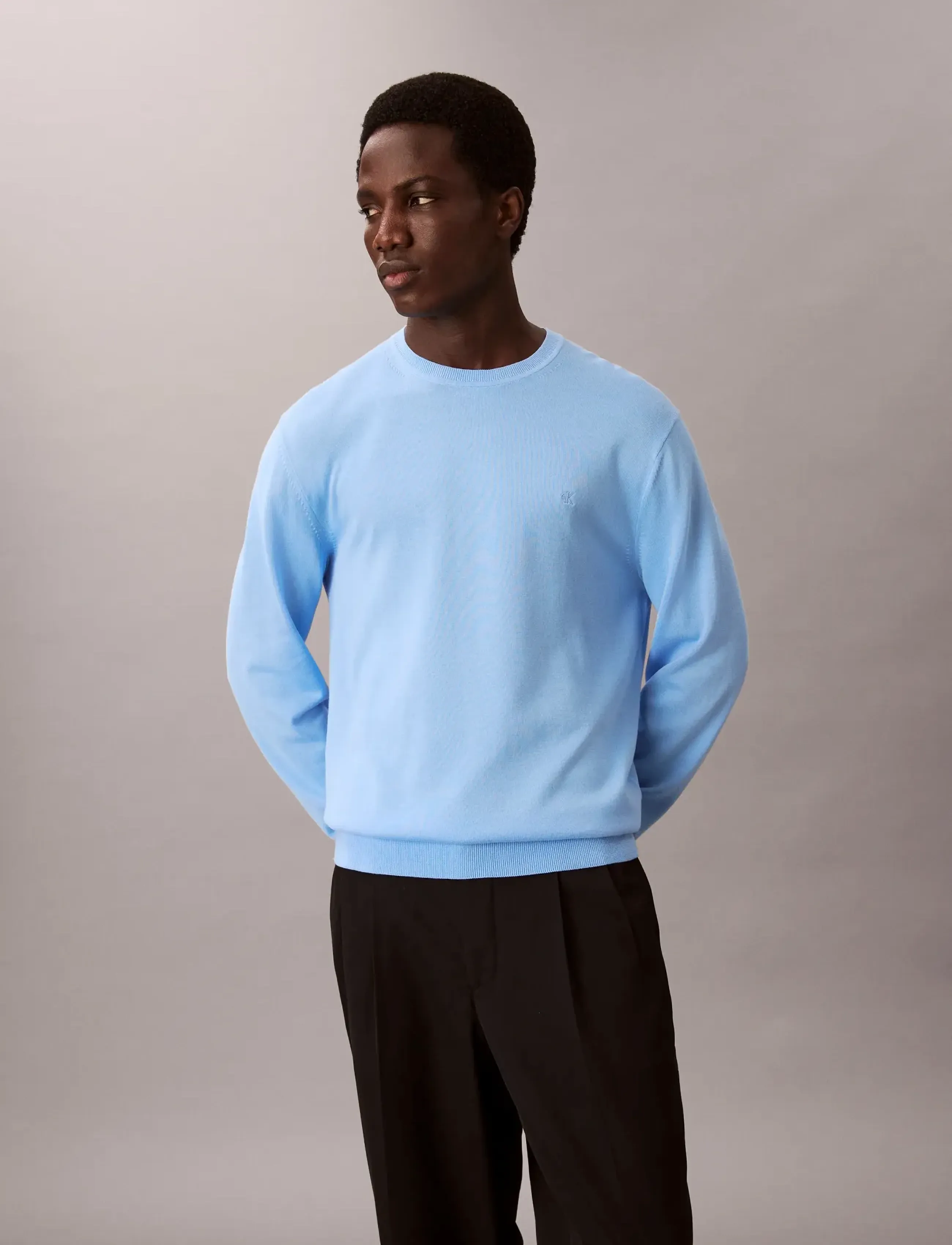 Calvin Klein - LS SUPIMA COTTON CREW 14GG - Ümmarguse kaelusega kudumid - track blue - 5
