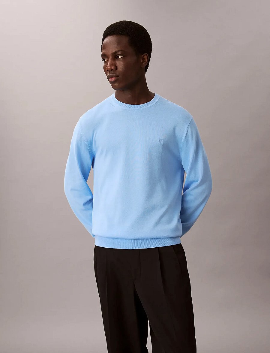 Calvin Klein - LS SUPIMA COTTON CREW 14GG - rundhals - track blue - 5