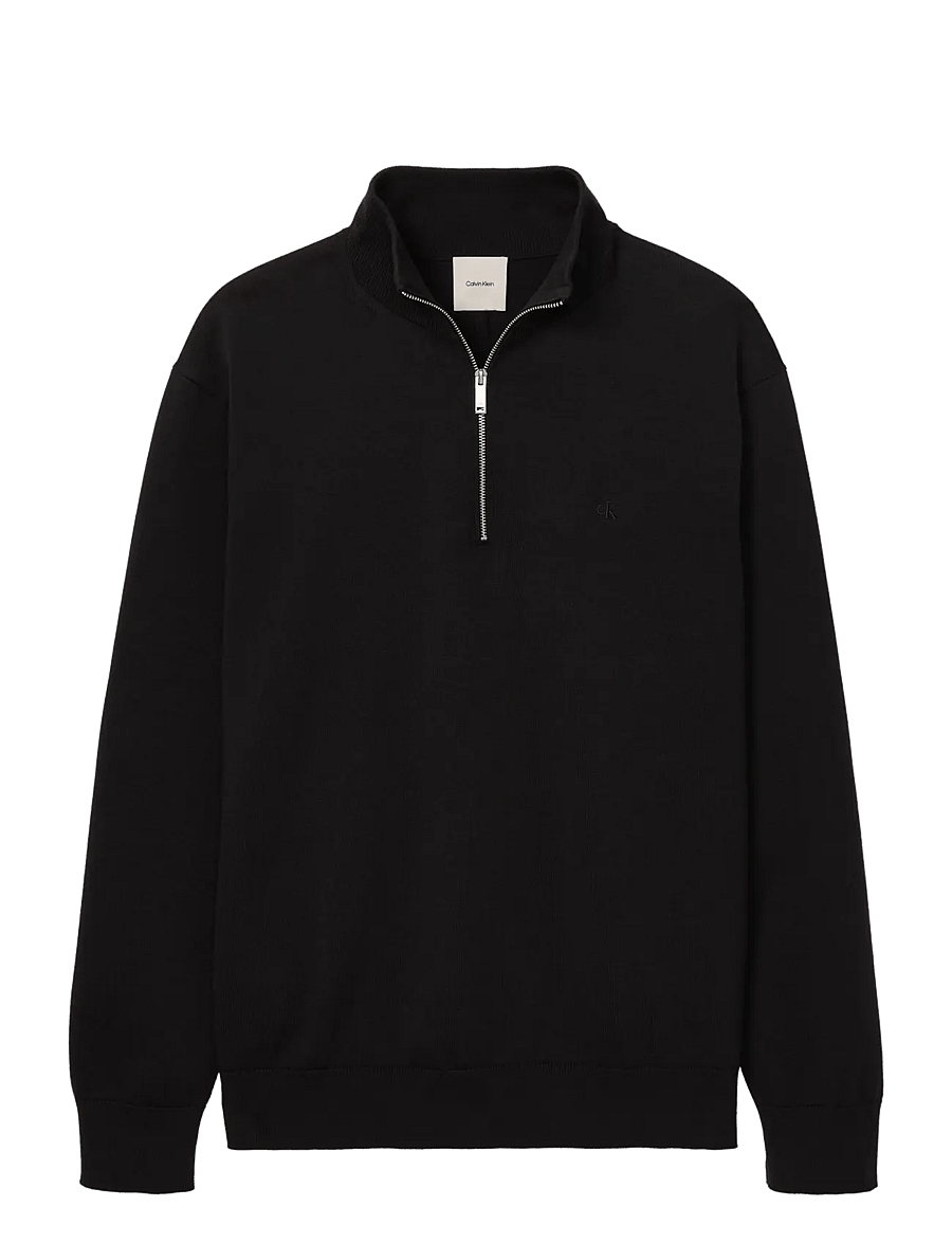 Calvin Klein - LS SUPIMA QZ SWEATER 14 GG - poolpika lukuga džemprid - black - 1
