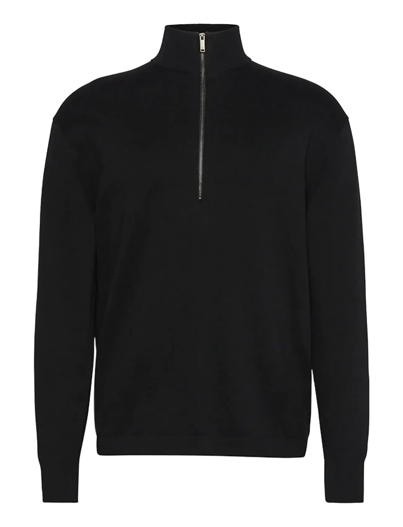 Calvin Klein LS SUPIMA QZ SWEATER 12GG - Strickmode - BLACK / black