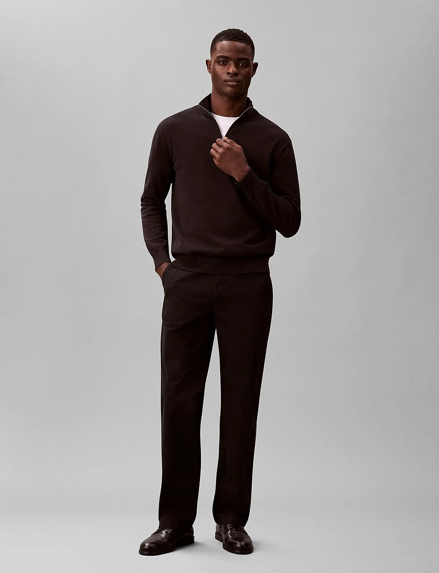 Calvin Klein - LS SUPIMA QZ SWEATER 14 GG - poolpika lukuga džemprid - black - 0