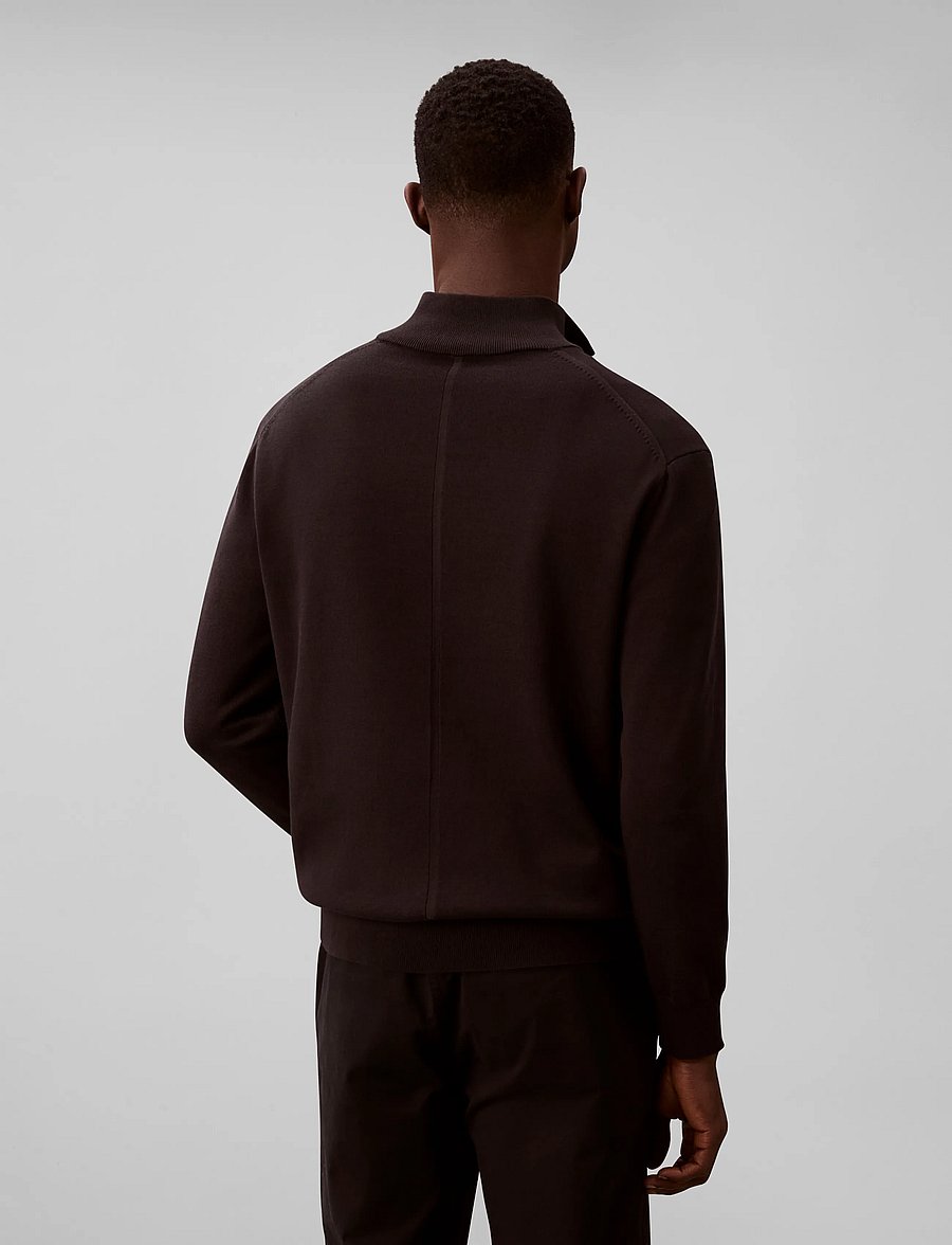 Calvin Klein - LS SUPIMA QZ SWEATER 14 GG - poolpika lukuga džemprid - black - 2