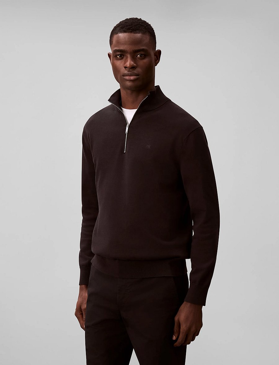 Calvin Klein - LS SUPIMA QZ SWEATER 14 GG - poolpika lukuga džemprid - black - 3