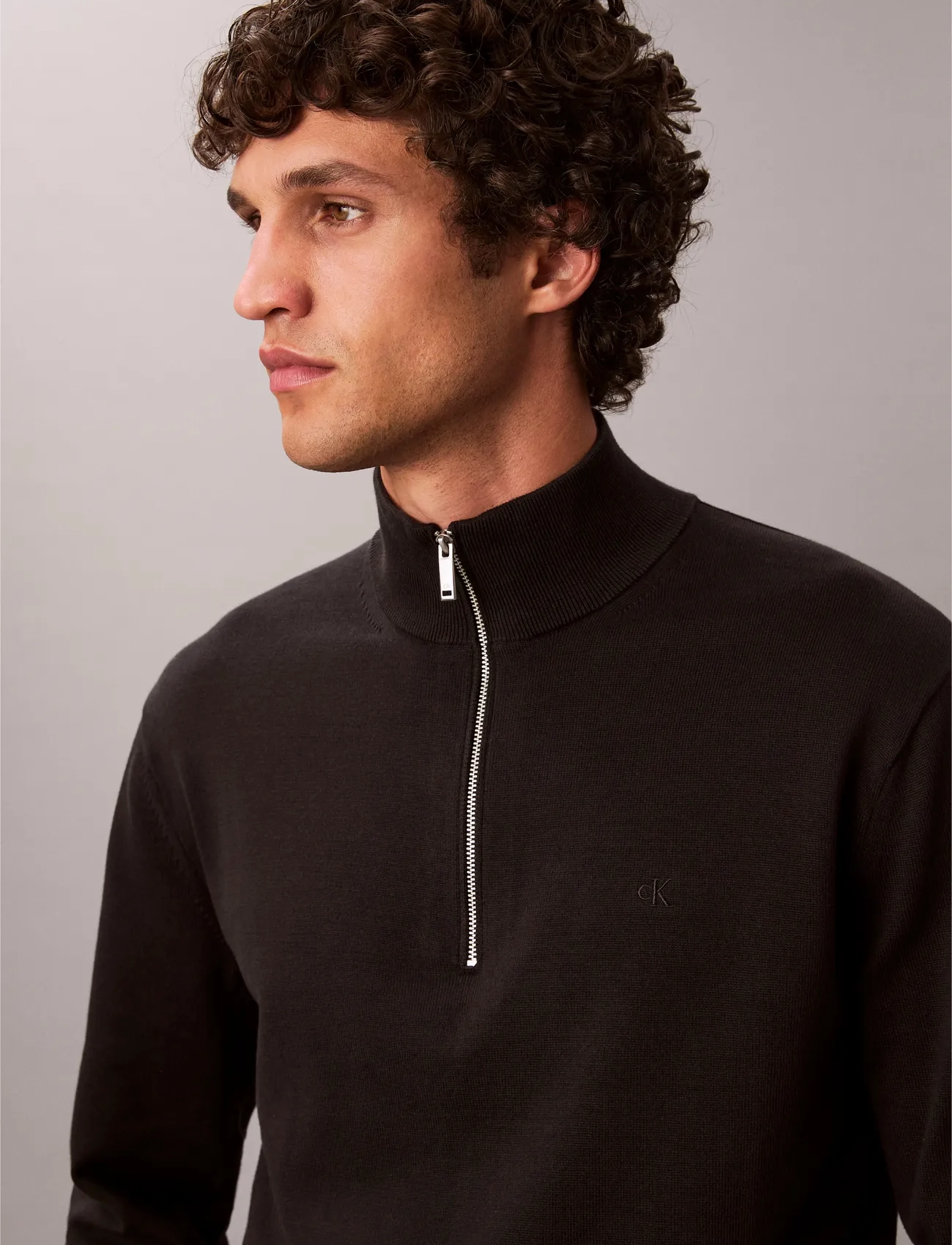 Calvin Klein - LS SUPIMA QZ SWEATER 12GG - pullover mit halbem reißverschluss - black - 3