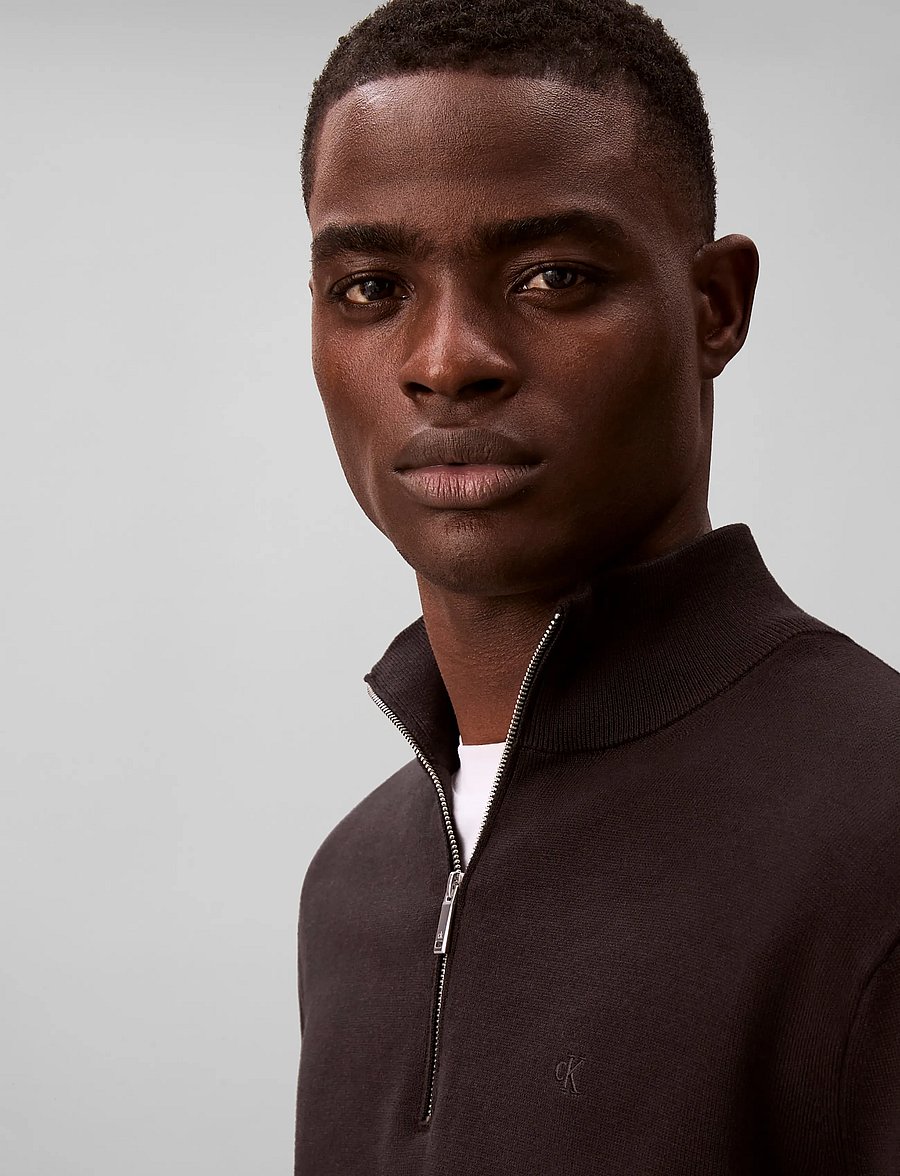 Calvin Klein - LS SUPIMA QZ SWEATER 14 GG - poolpika lukuga džemprid - black - 4