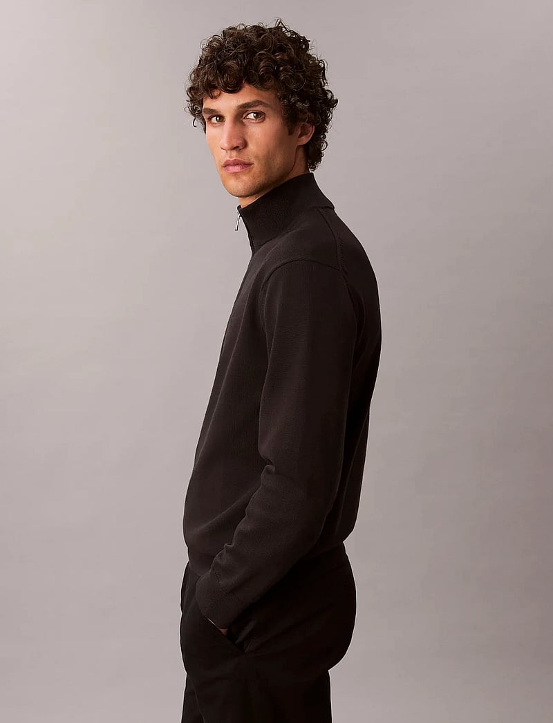 Calvin Klein - LS SUPIMA QZ SWEATER 12GG - halfzip strik - black - 5