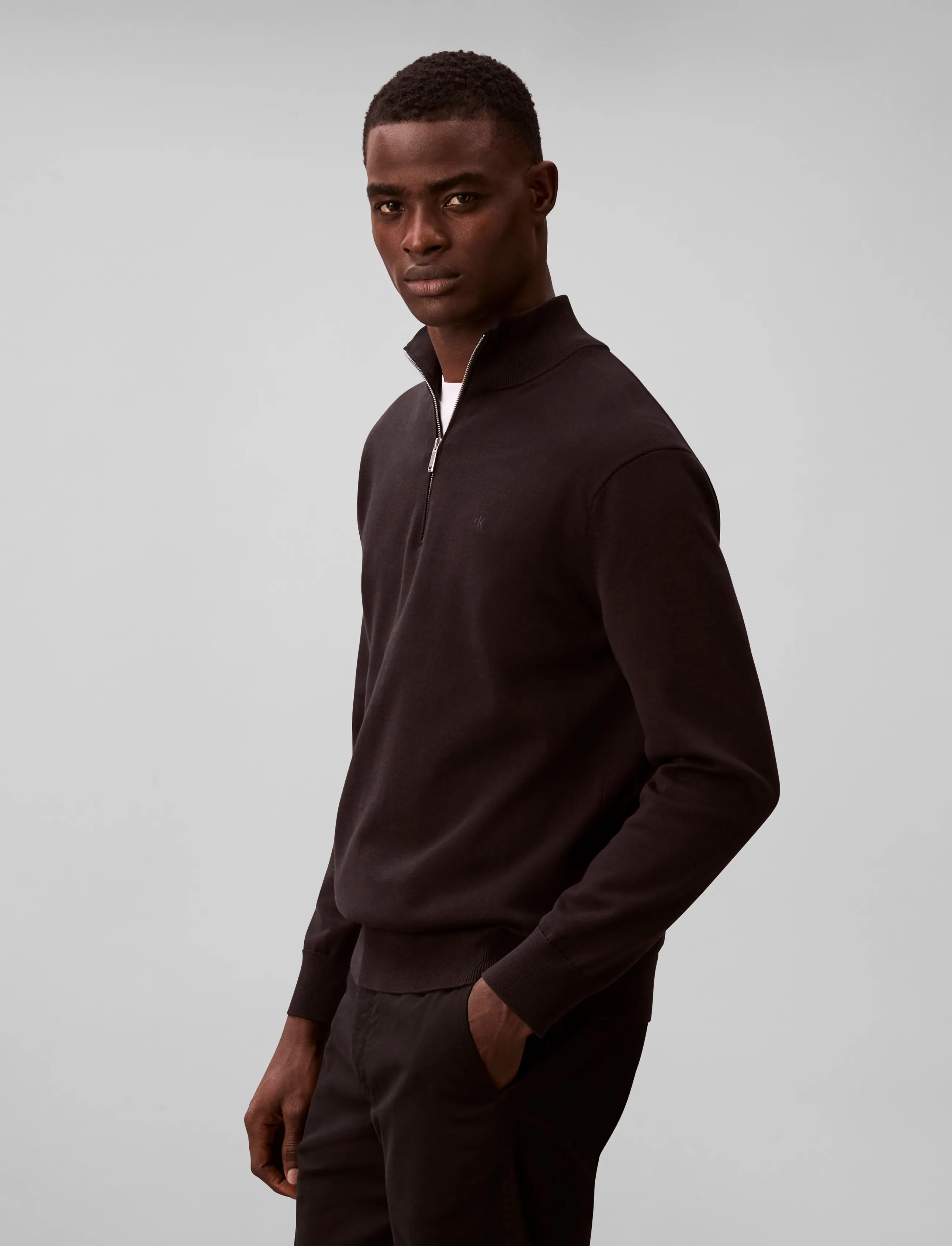 Calvin Klein - LS SUPIMA QZ SWEATER 14 GG - men - black - 5