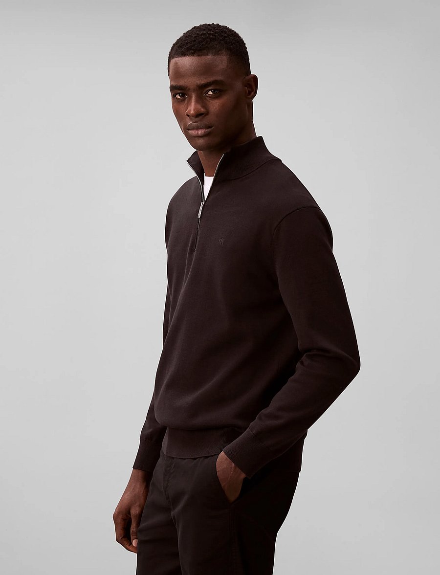 Calvin Klein - LS SUPIMA QZ SWEATER 14 GG - poolpika lukuga džemprid - black - 5