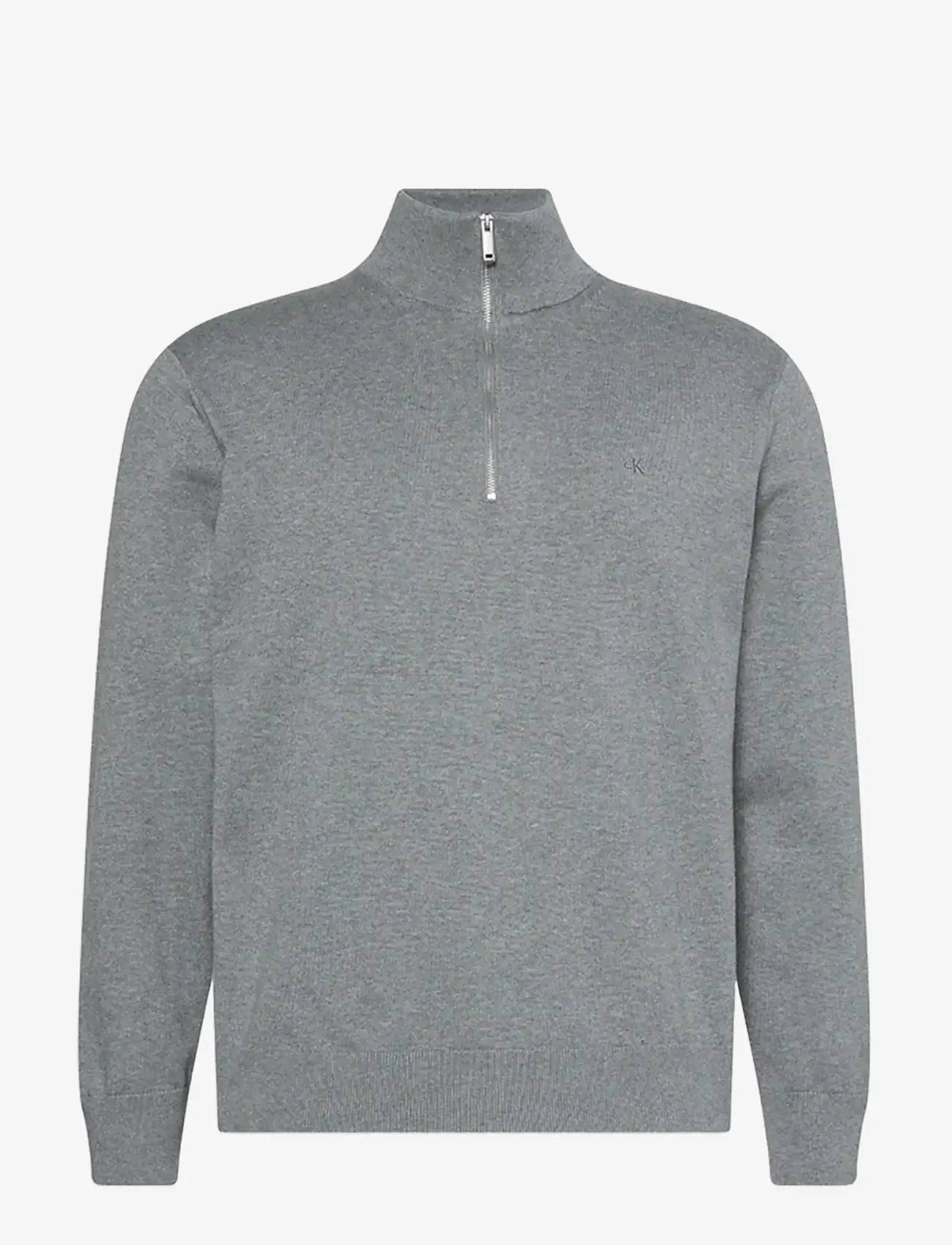 Calvin Klein - LS SUPIMA QZ SWEATER 12GG - halfzip strik - medium grey htr - 1