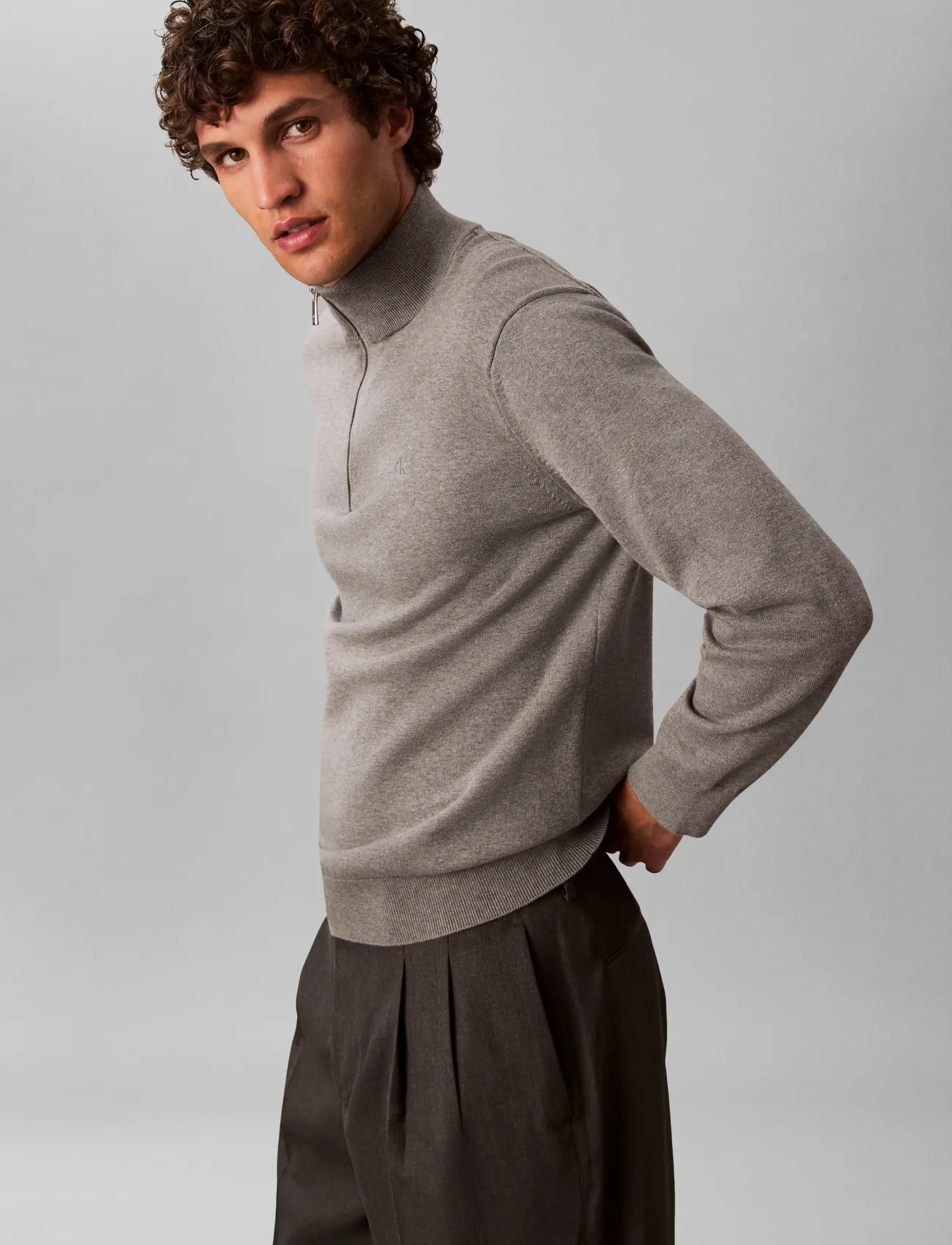 Calvin Klein - LS SUPIMA QZ SWEATER 12GG - tõmblukk-kaelusega džemprid - medium grey htr - 2
