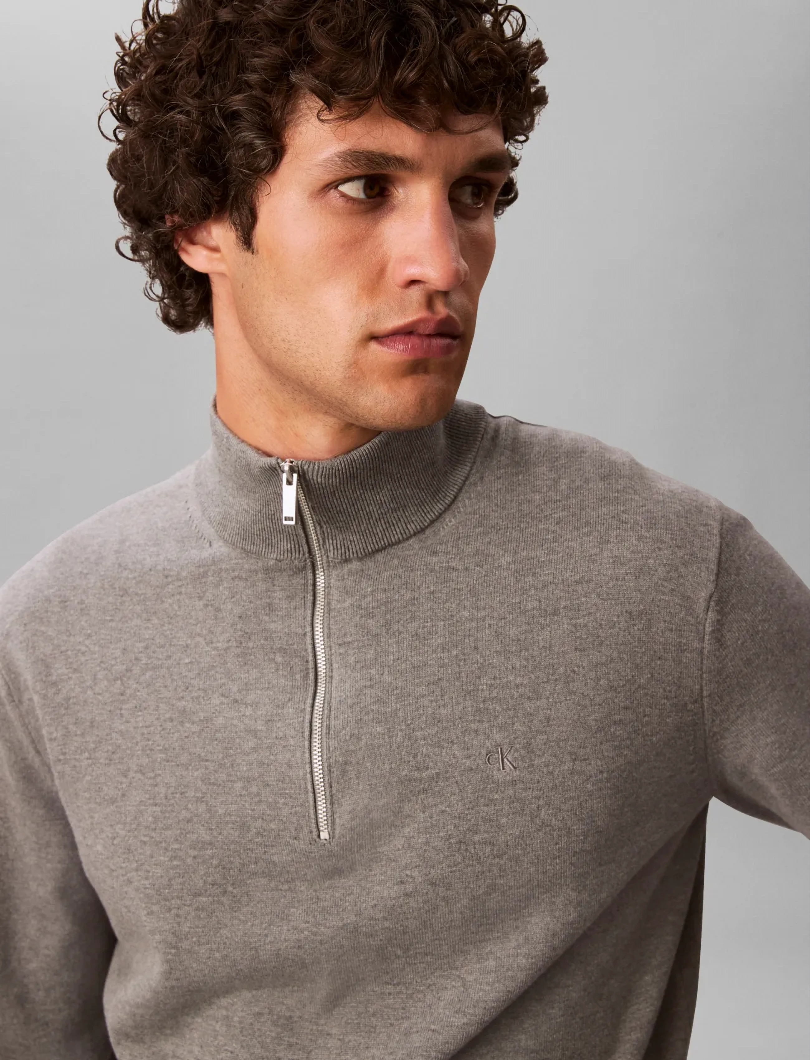 Calvin Klein - LS SUPIMA QZ SWEATER 12GG - tõmblukk-kaelusega džemprid - medium grey htr - 3