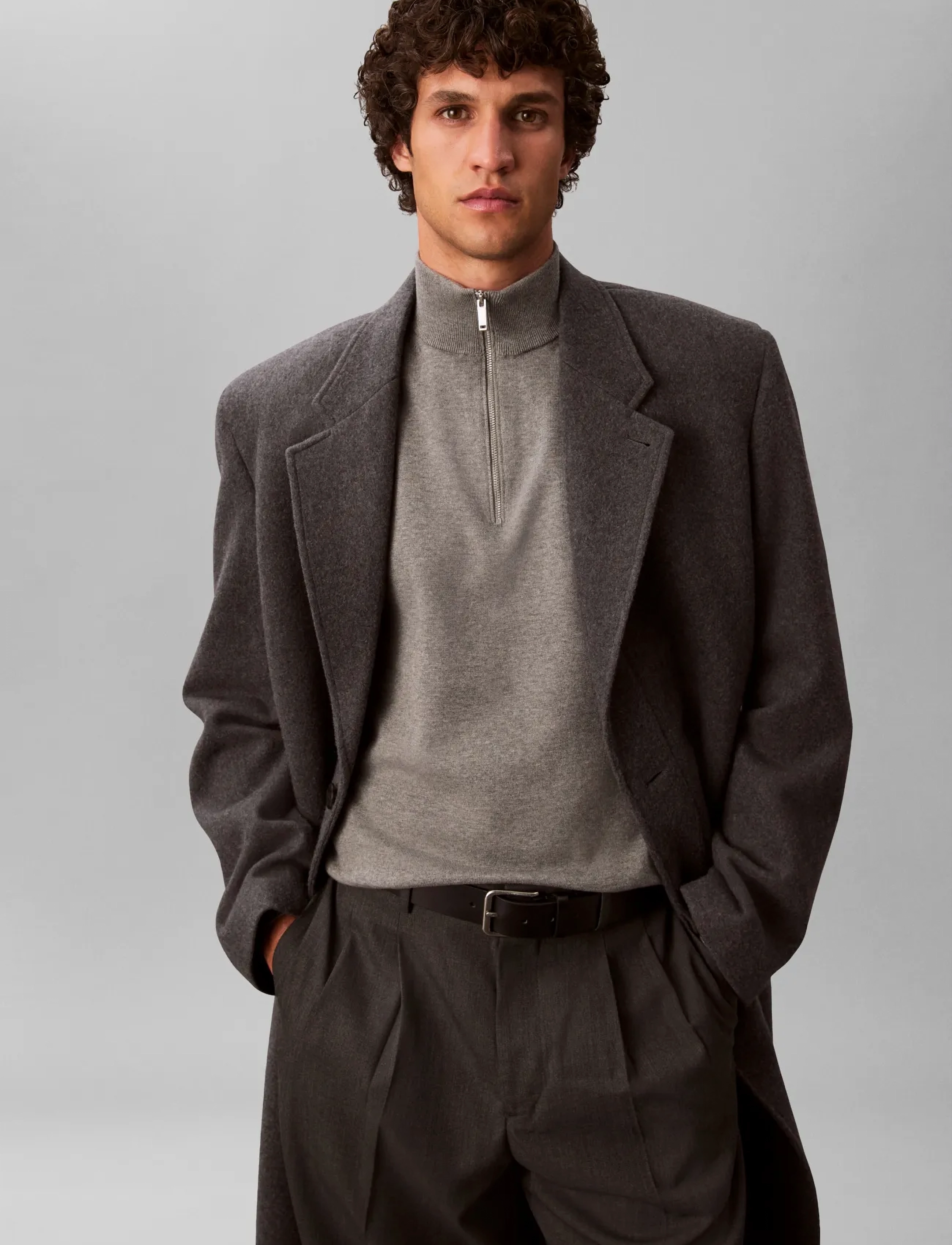Calvin Klein - LS SUPIMA QZ SWEATER 12GG - tõmblukk-kaelusega džemprid - medium grey htr - 4