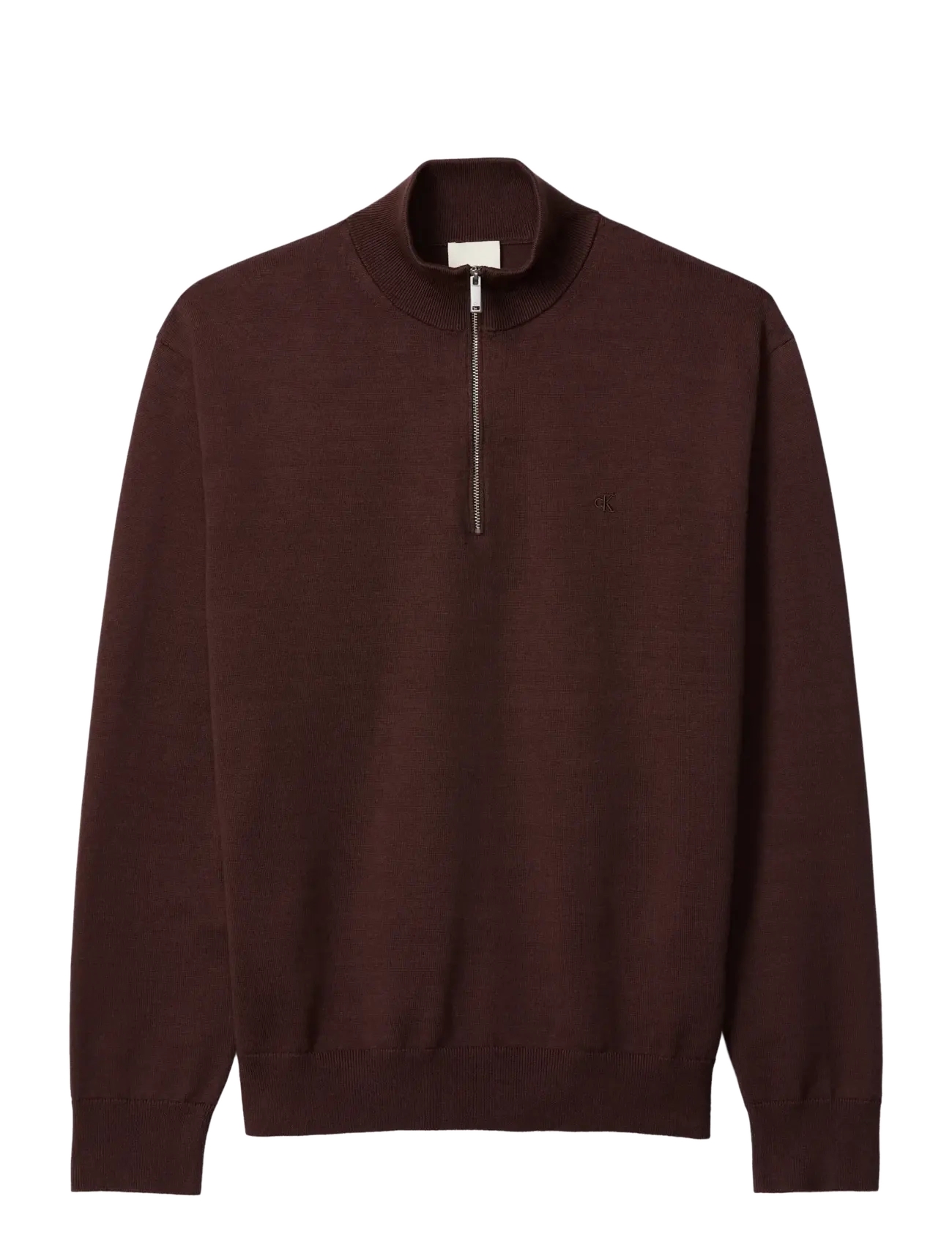 CALVIN KLEIN Ls Supima Qz Pullover 14 Gg Burgundy - S - Herren