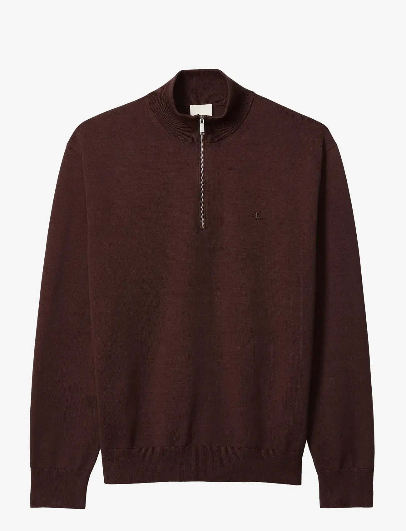 Calvin Klein - LS SUPIMA QZ SWEATER 12GG - halfzip strik - rich brown - 1