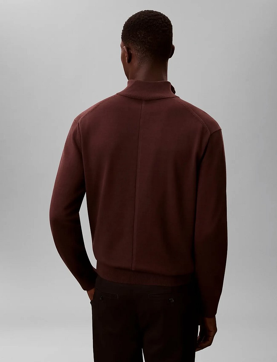 Calvin Klein - LS SUPIMA QZ SWEATER 12GG - half zip jumpers - rich brown - 2