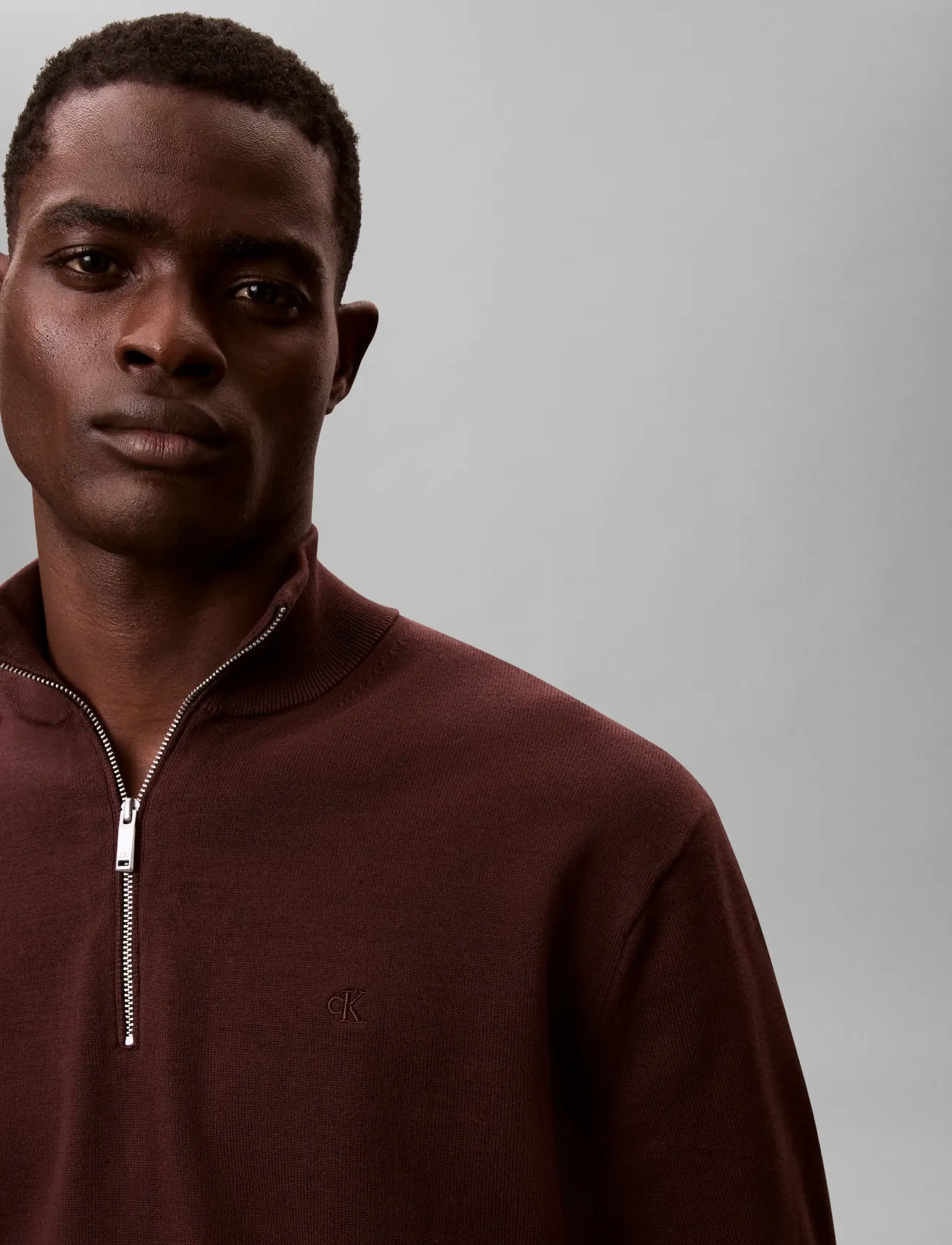 Calvin Klein - LS SUPIMA QZ SWEATER 12GG - džemperiai su trumpu užtrauktuku - rich brown - 5