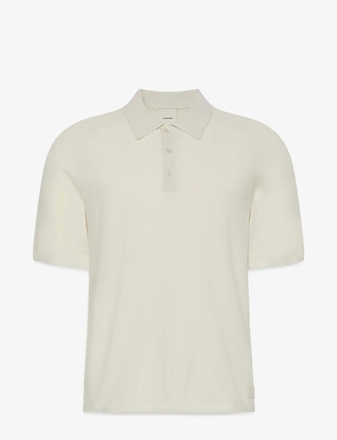 Calvin Klein - SS CK TECH KNIT SWEATER POLO 14G - kortærmede poloer - chalk - 1