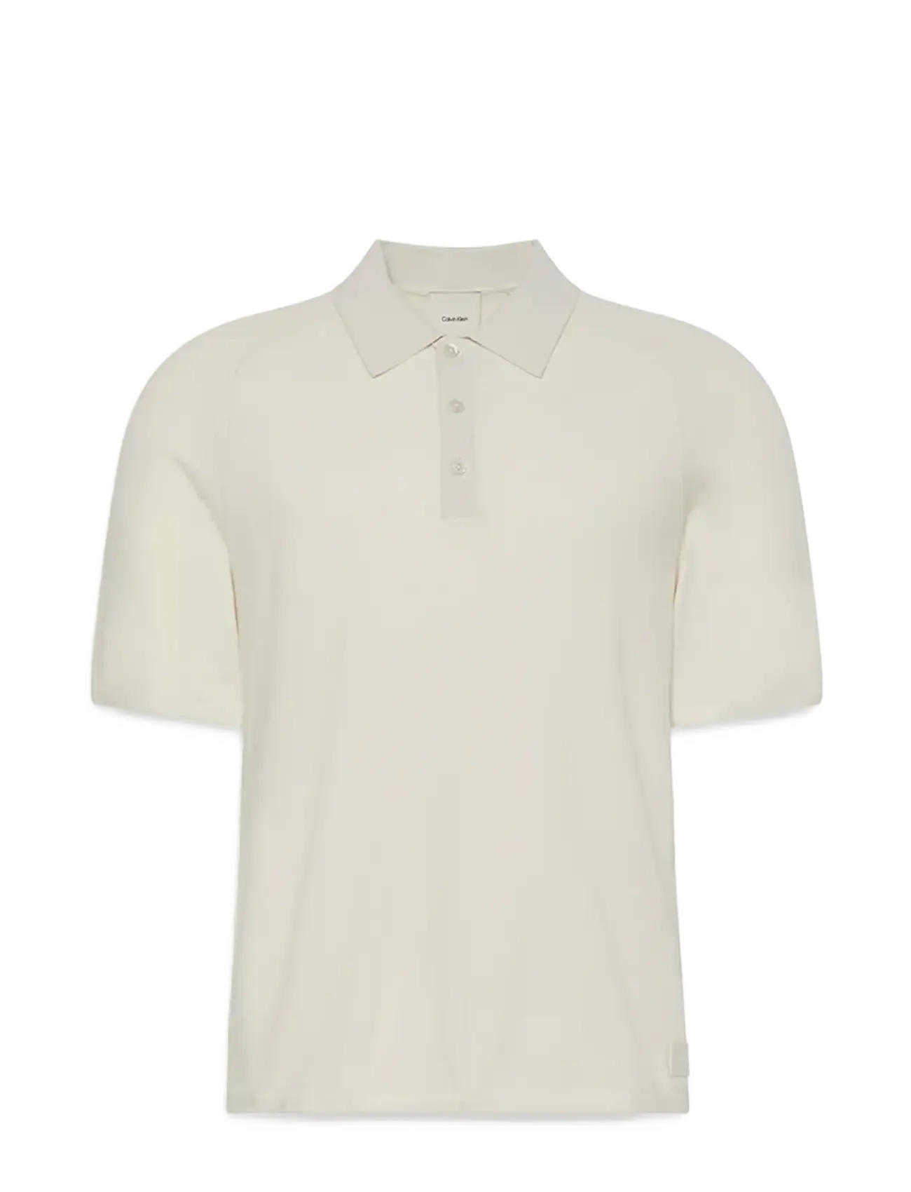 Calvin Klein SS CK TECH KNIT SWEATER POLO 14G - Kortärmade pikéer - CHALK / white
