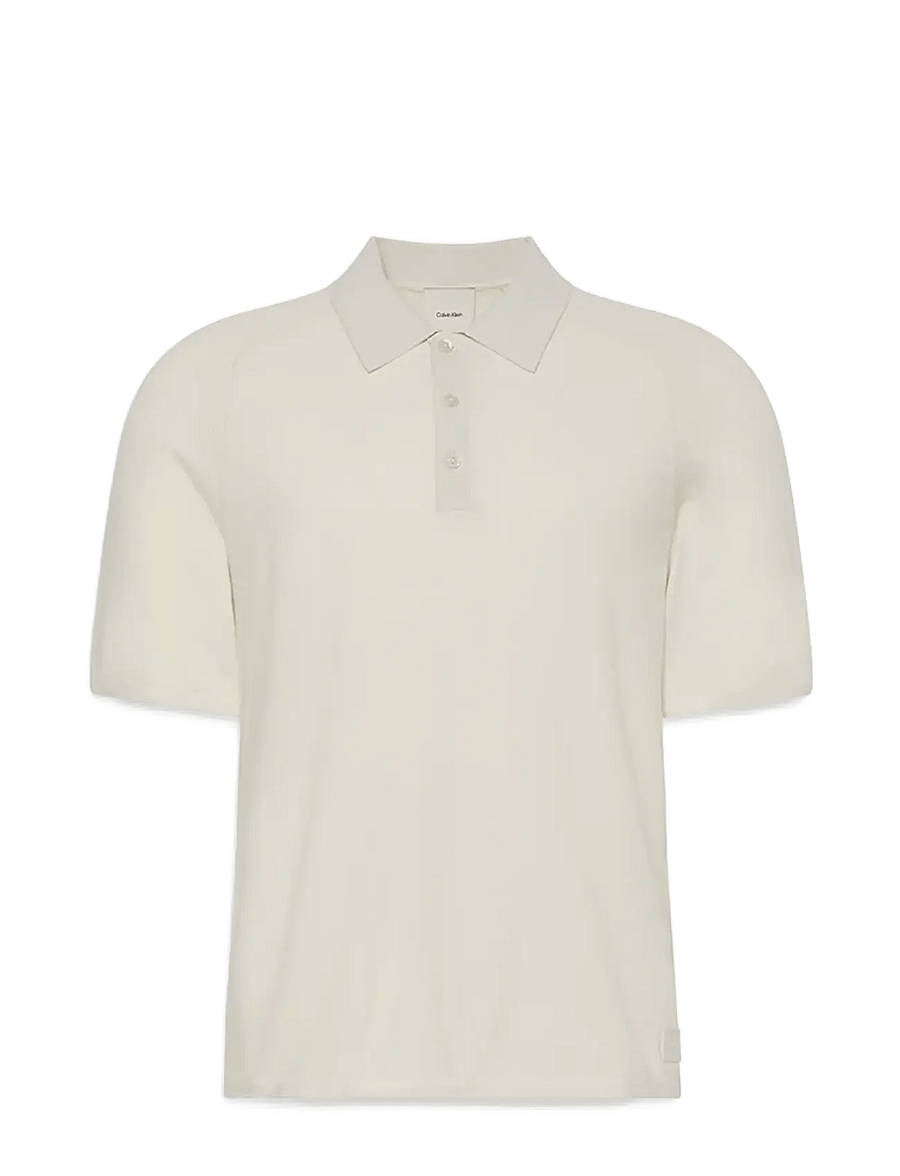 Calvin Klein - SS CK TECH KNIT SWEATER POLO 14G - polo krekli ar īsām piedurknēm - chalk - 1