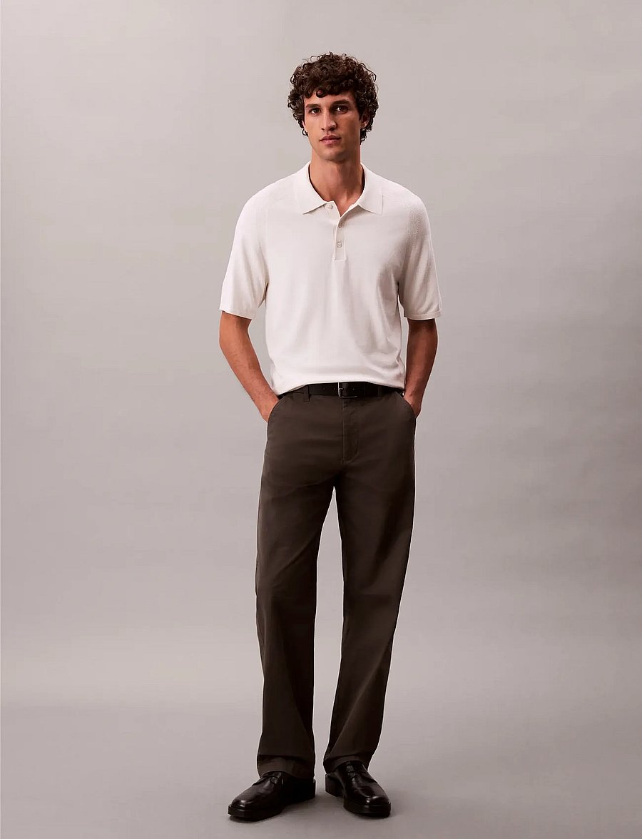 Calvin Klein - SS CK TECH KNIT SWEATER POLO 14G - polo krekli ar īsām piedurknēm - chalk - 0