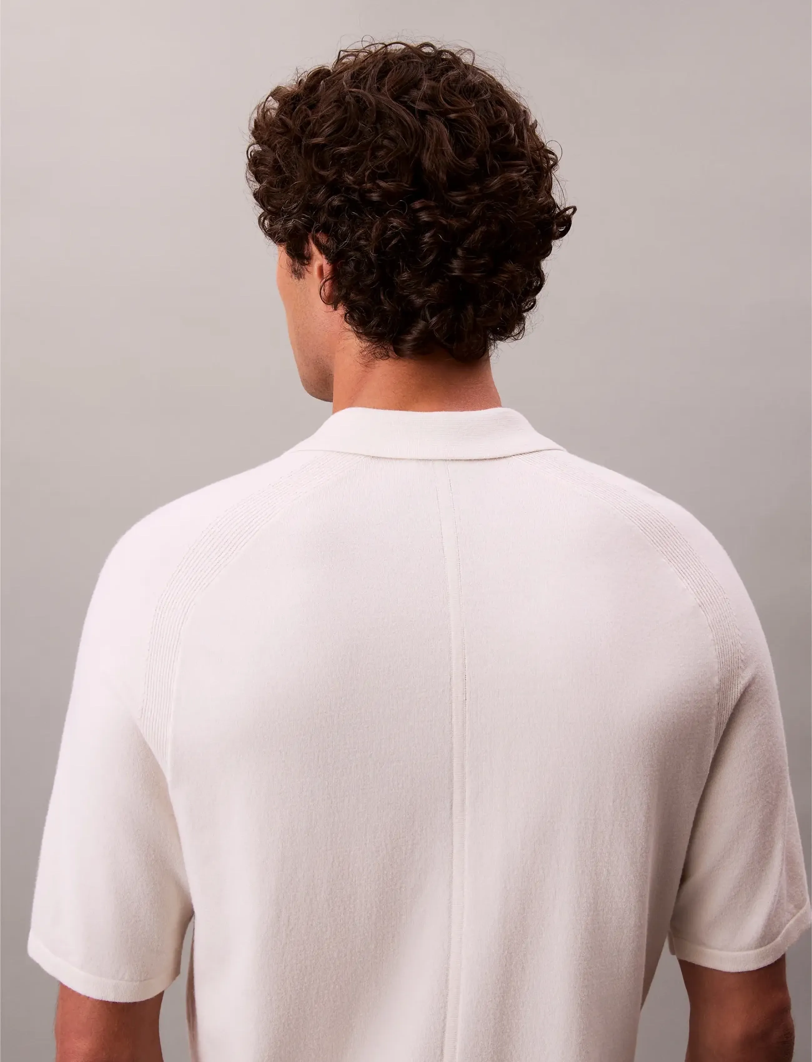 Calvin Klein - SS CK TECH KNIT SWEATER POLO 14G - lühikeste varrukatega polod - chalk - 4