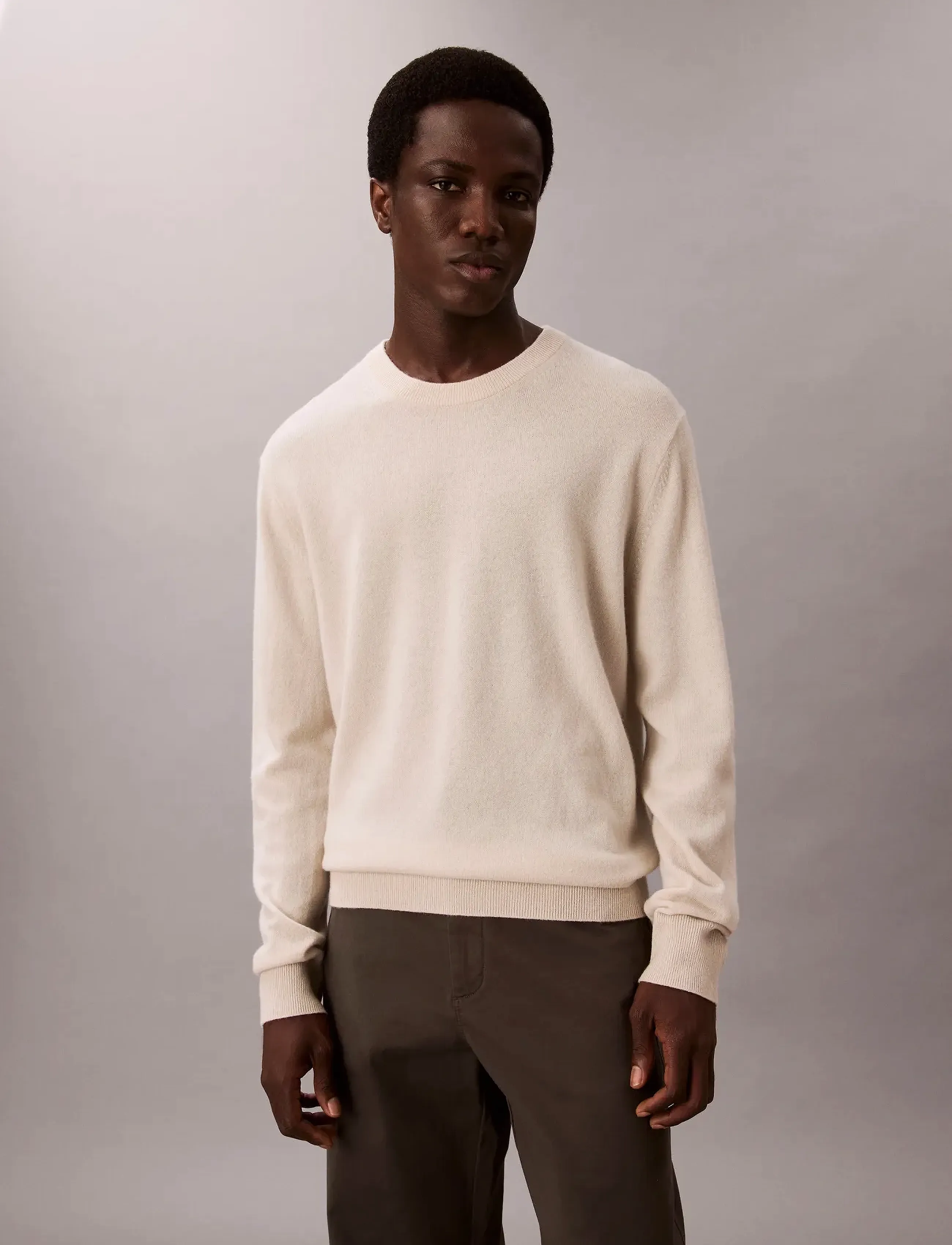 Calvin Klein - LS CLASSIC CASHMERE CREWNECK 12G - rund hals - birch - 4