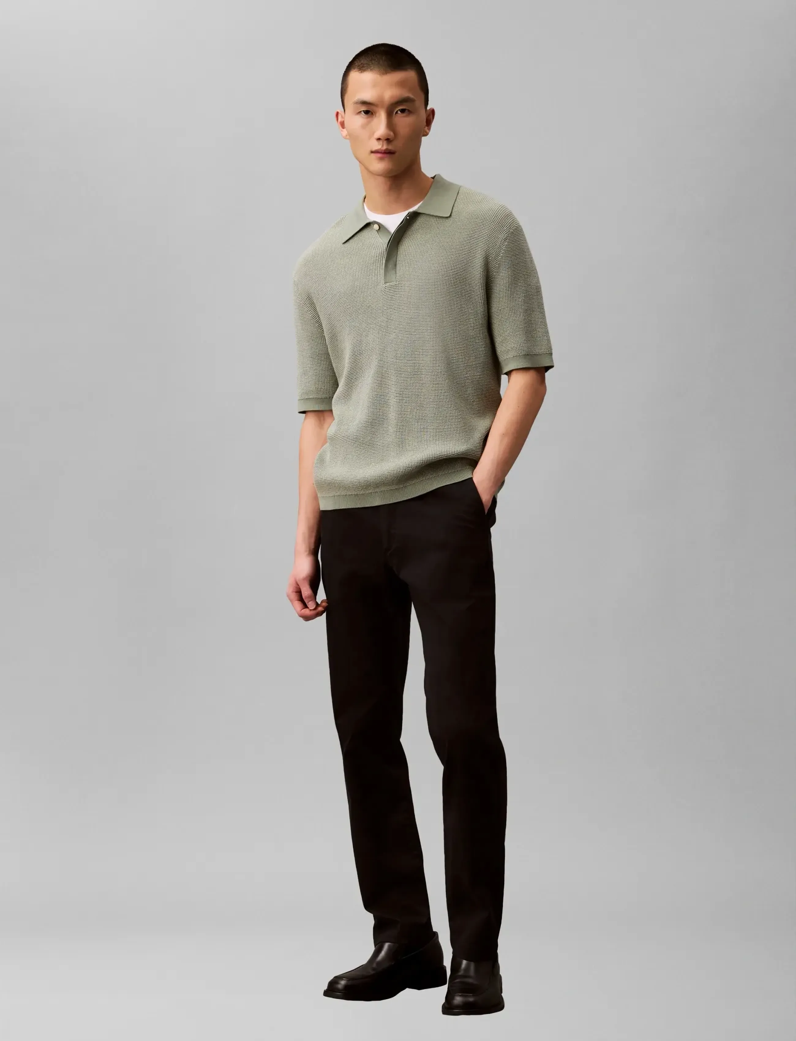 Calvin Klein Slim Rfnd Cttn Strtch Trouser, 36 x 30, Trousers, Schwarz - Chinos, Männerswear