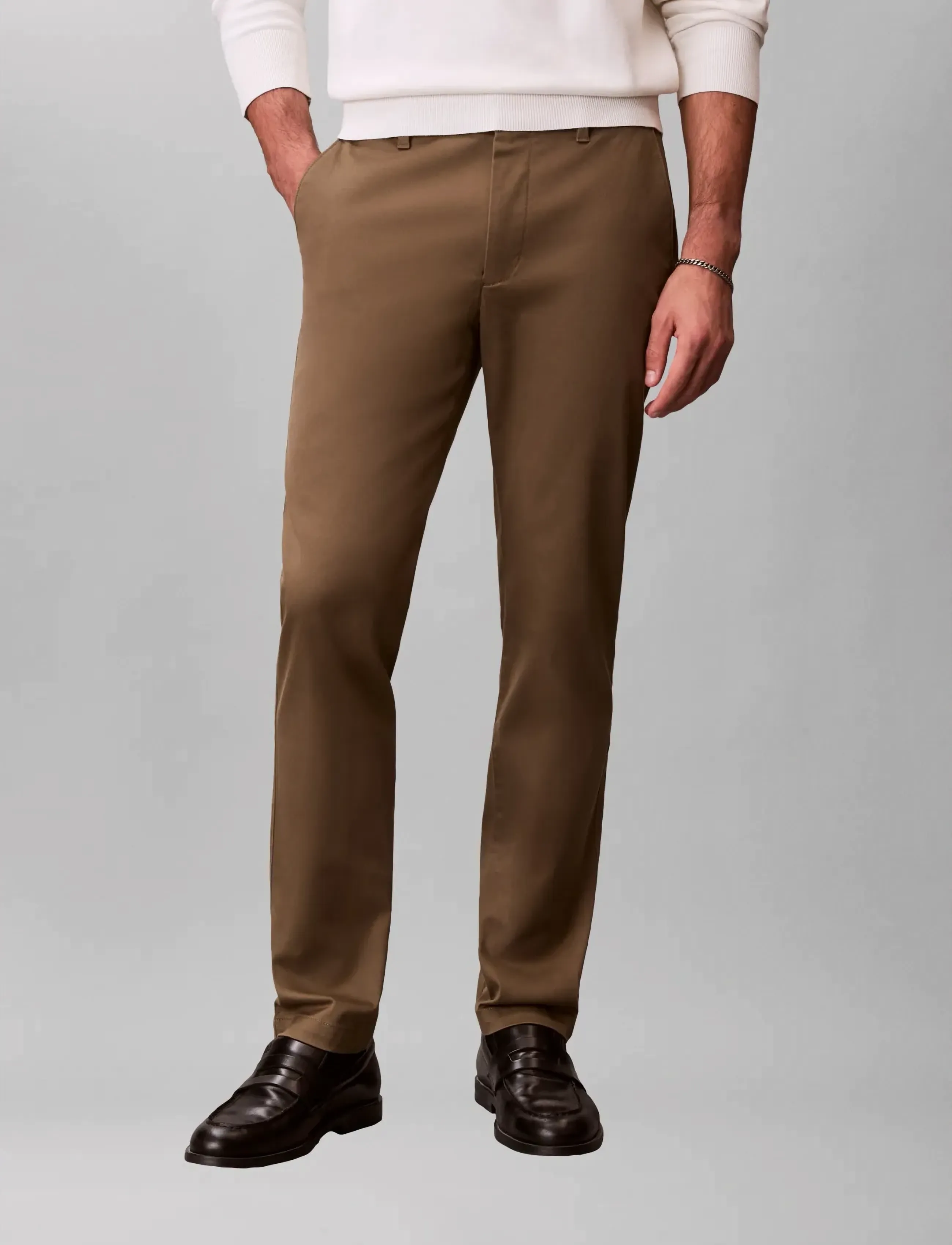 Calvin Klein SLIM REFINED COTTON STRETCH TROU - Püksid - CAPERS / khaki/green