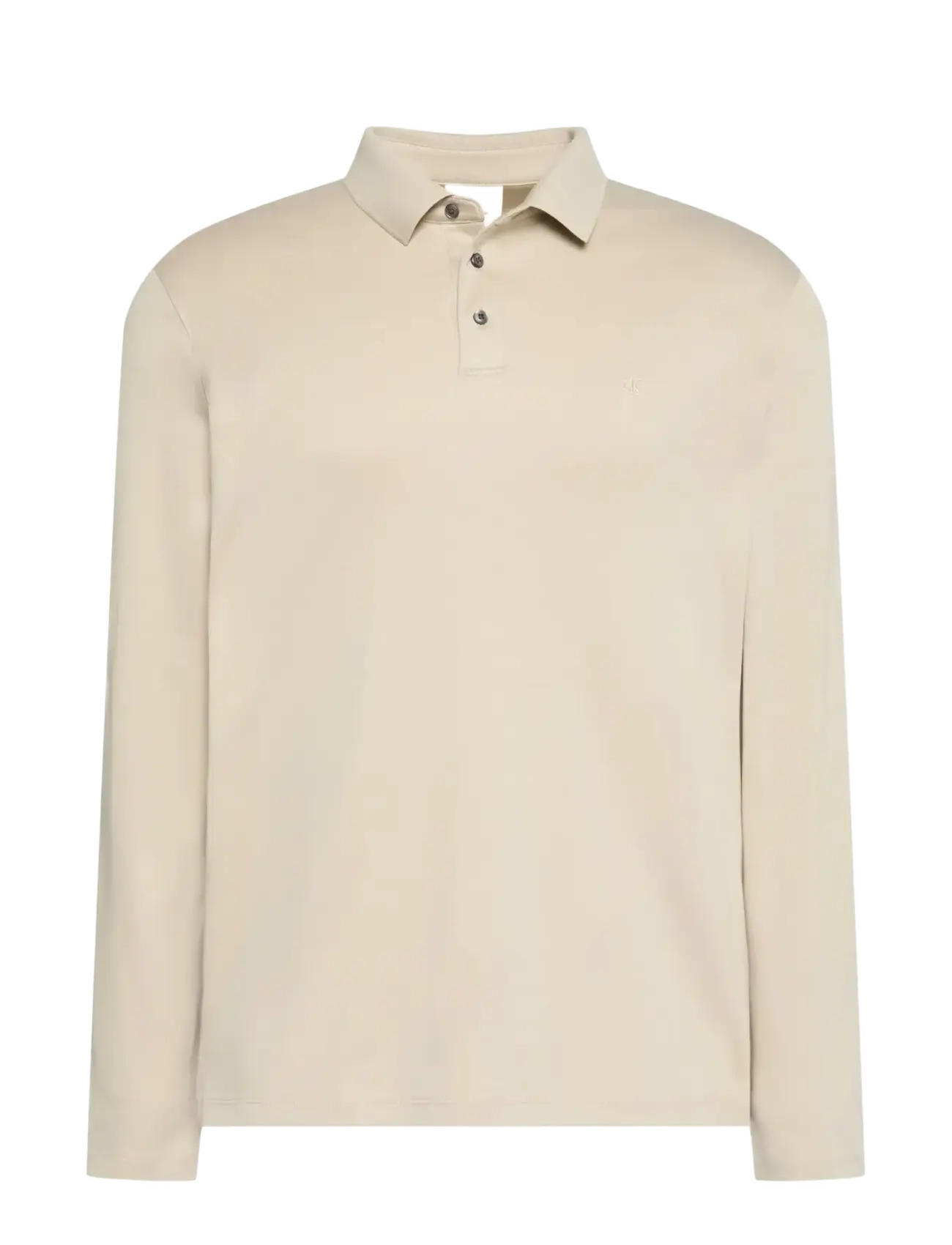 Calvin Klein LS SUPIMA COTTON SOLID POLO - Calvin Klein - ANCIENT MARBLE / beige