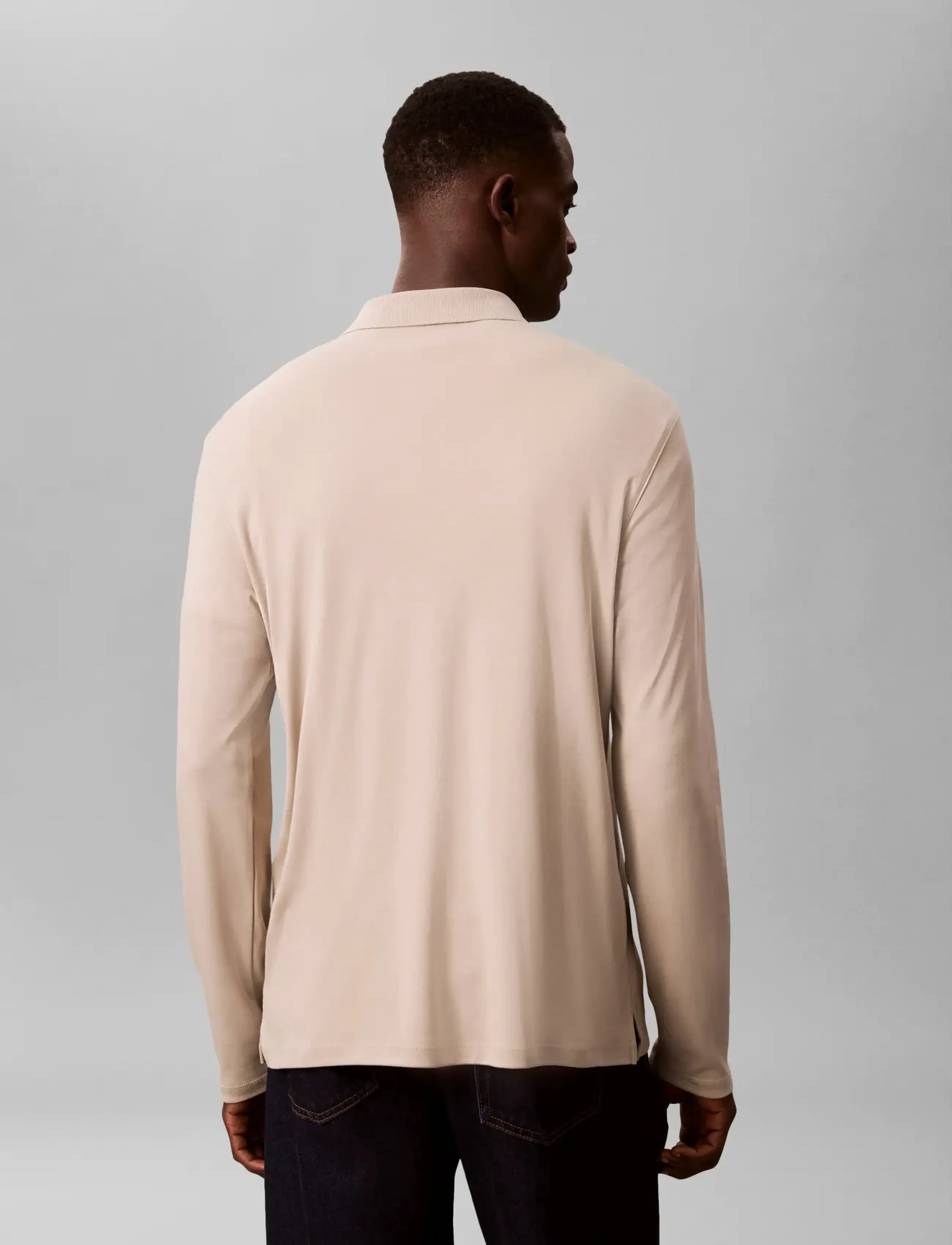 Calvin Klein - LS SUPIMA COTTON SOLID POLO - långärmade pikéer - ancient marble - 2