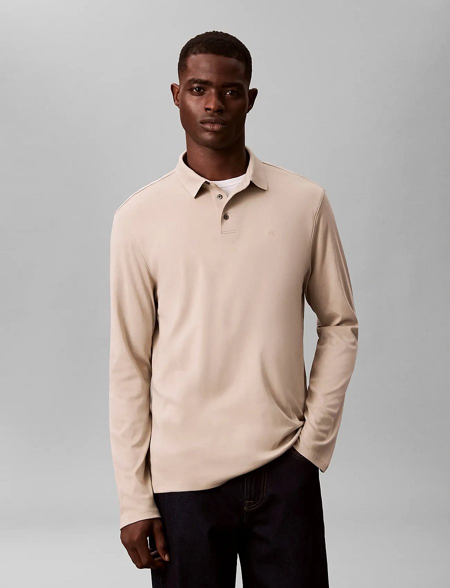 Calvin Klein - LS SUPIMA COTTON SOLID POLO - langärmelig - ancient marble - 3