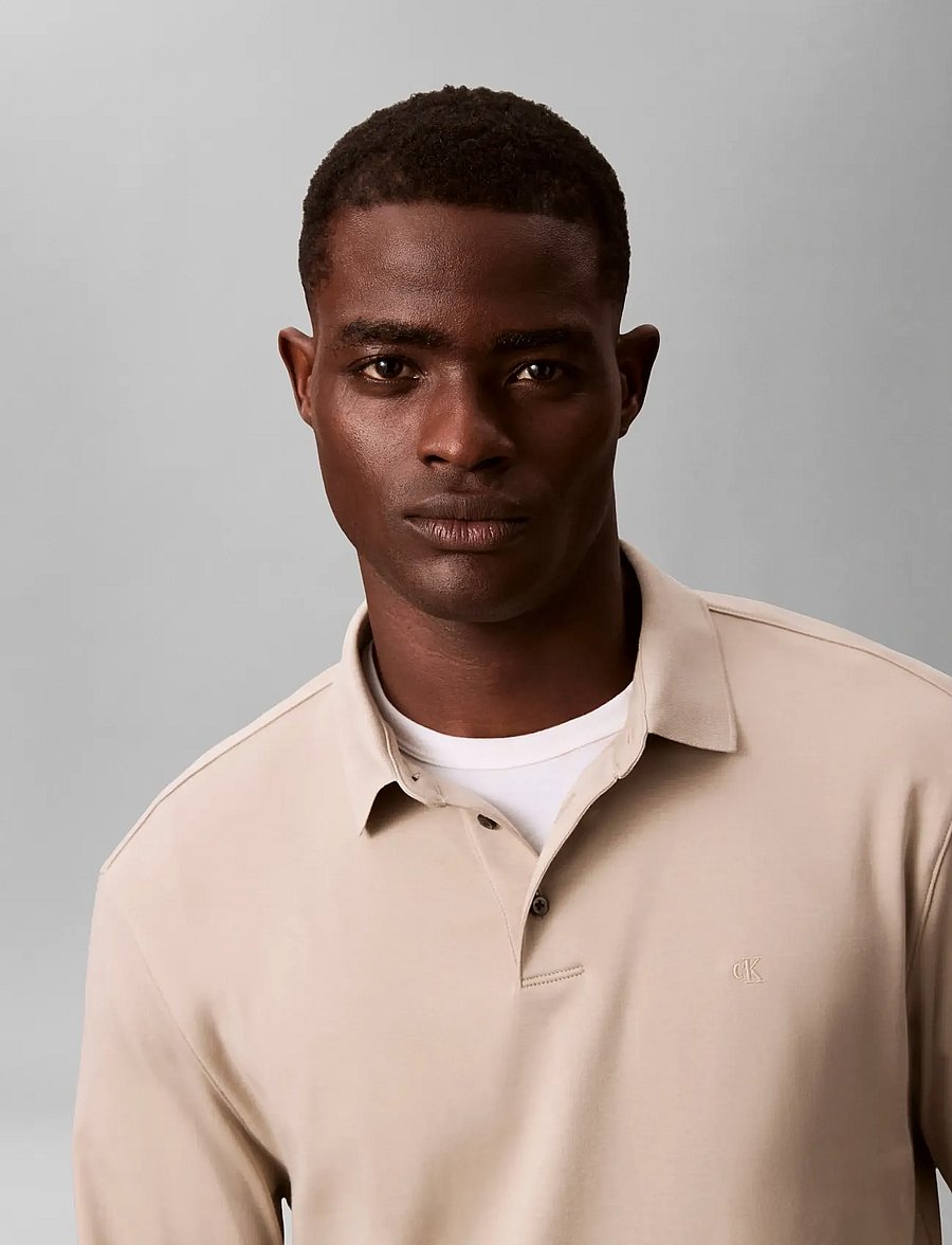 Calvin Klein - LS SUPIMA COTTON SOLID POLO - langärmelig - ancient marble - 4