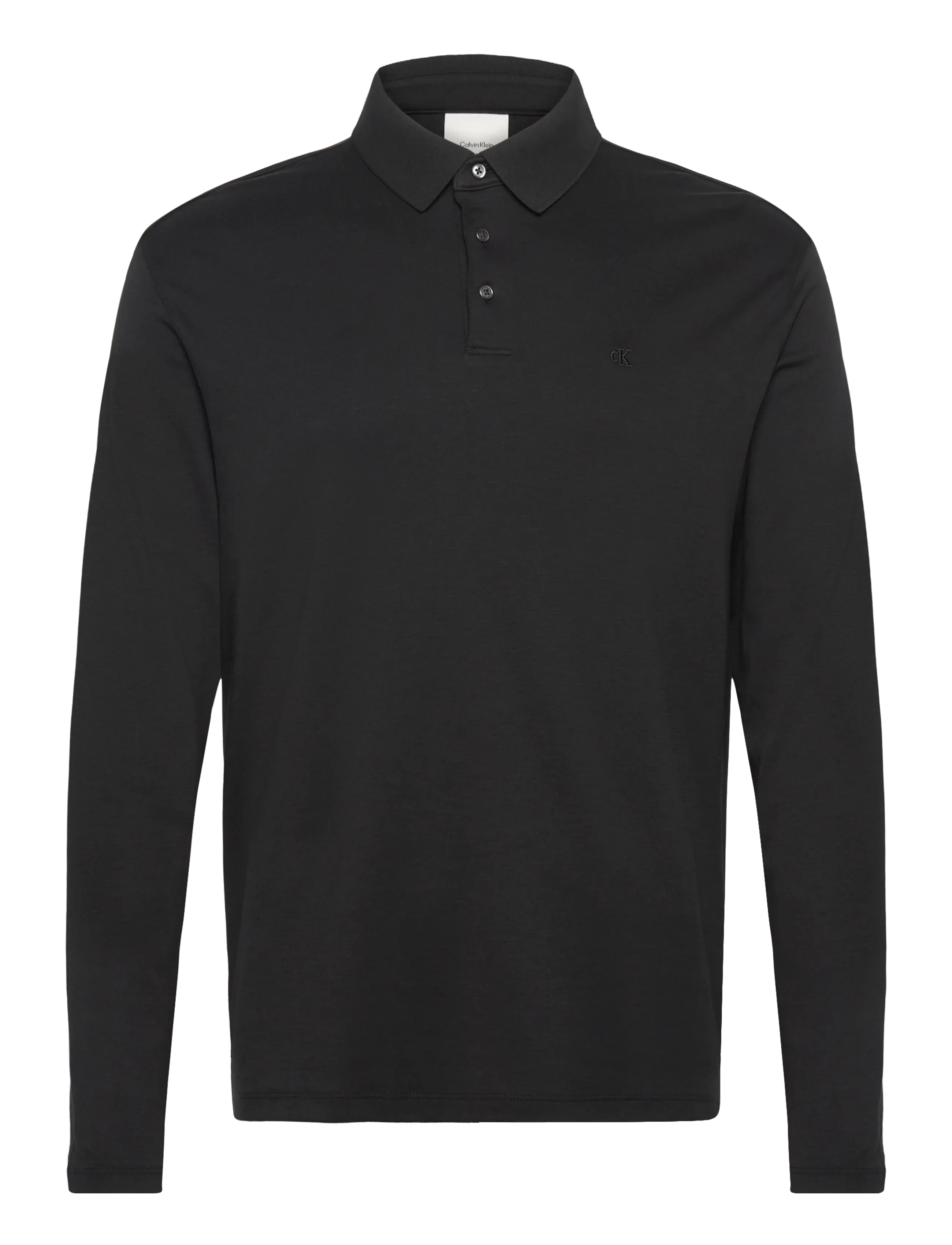 Calvin Klein LS SUPIMA COTTON SOLID POLO - Långärmade pikéer - BLACK / black