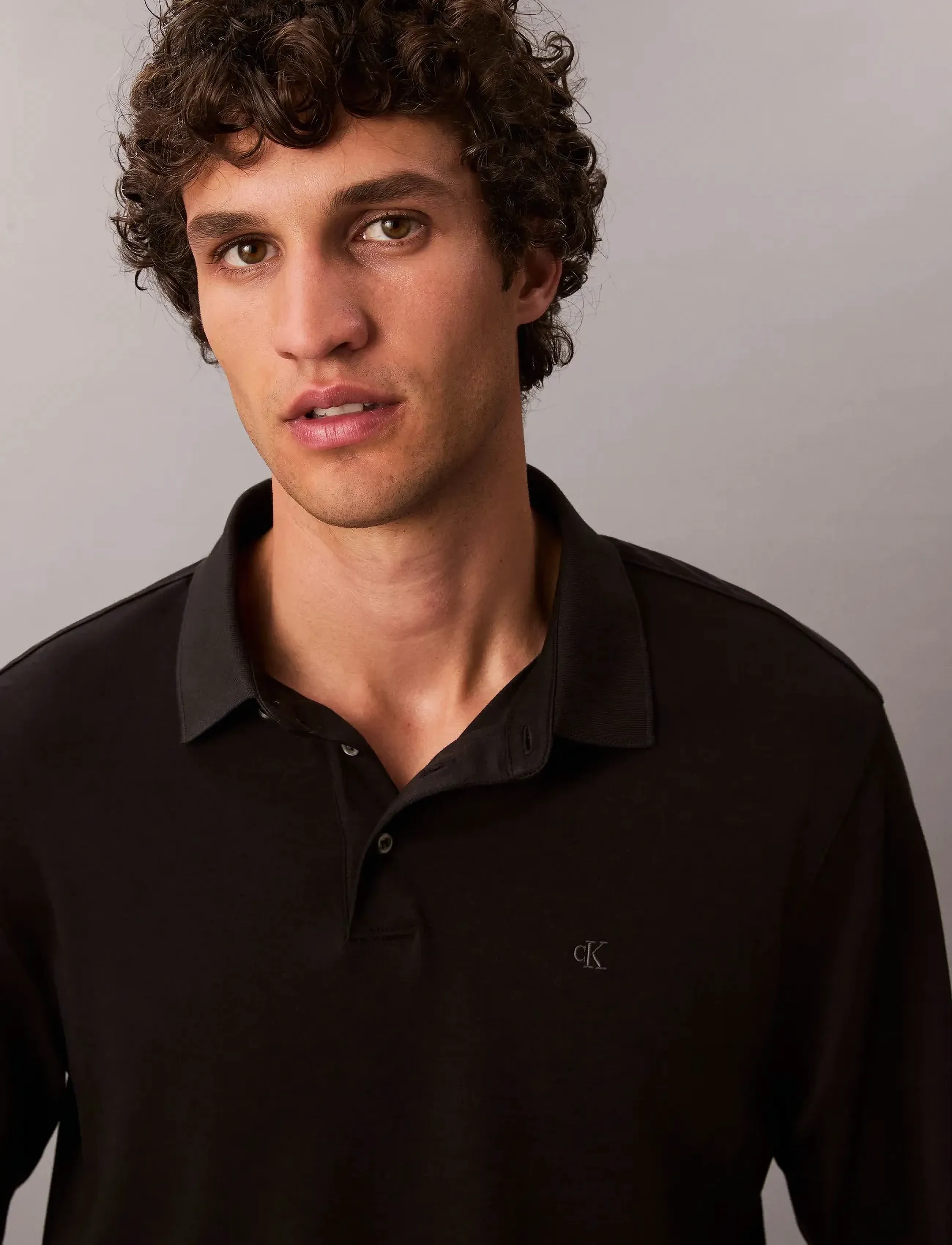 Calvin Klein - LS SUPIMA COTTON SOLID POLO - long-sleeved polos - black - 3