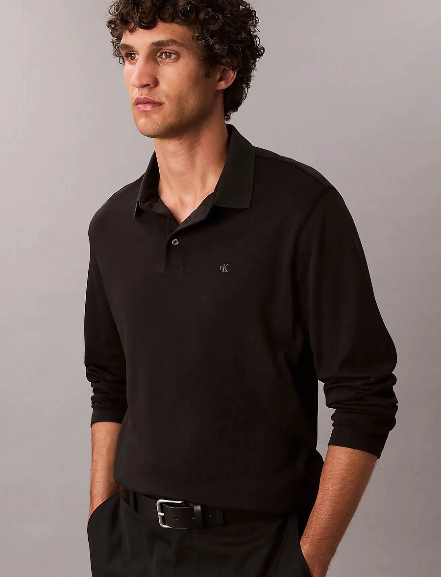 Calvin Klein - LS SUPIMA COTTON SOLID POLO - langärmelig - black - 5