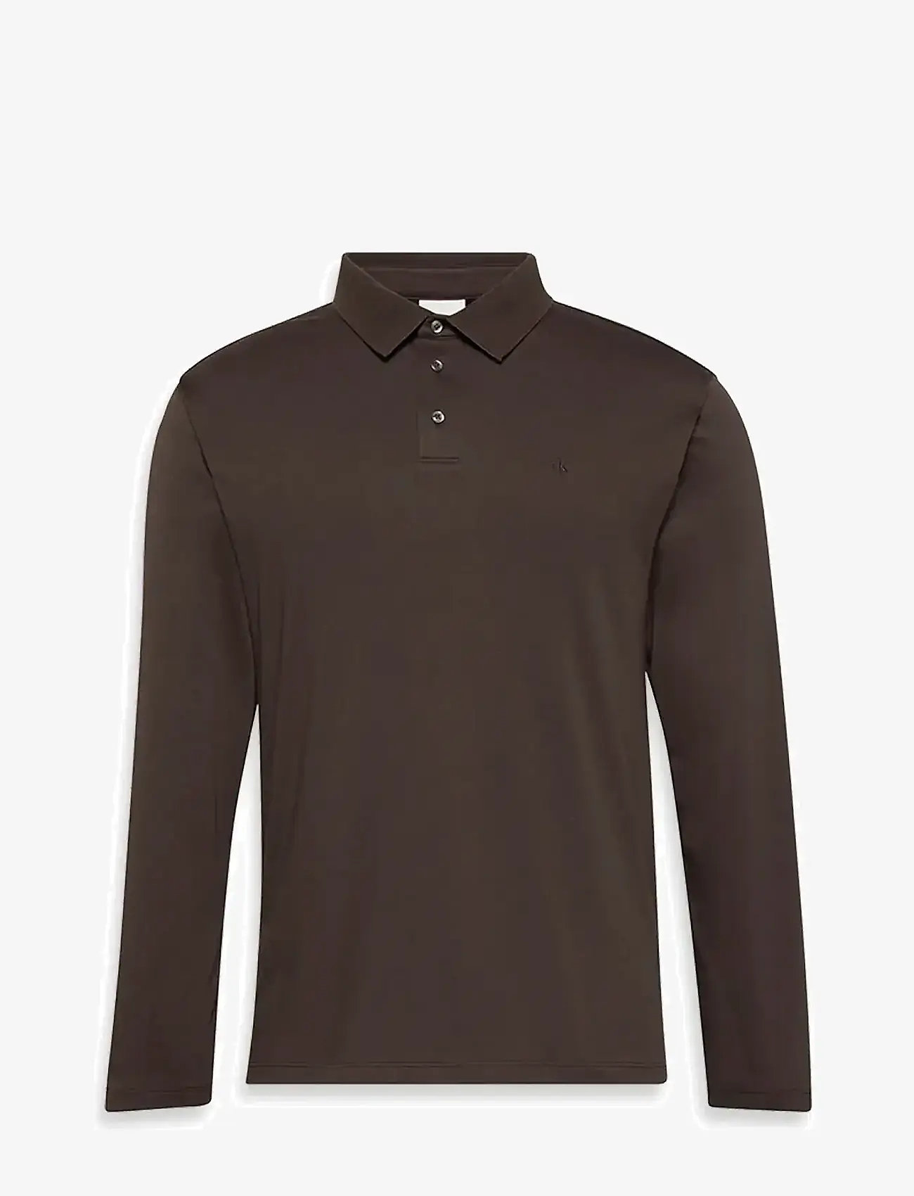 Calvin Klein - LS SUPIMA COTTON SOLID POLO - langærmede poloer - chocolate torte - 0