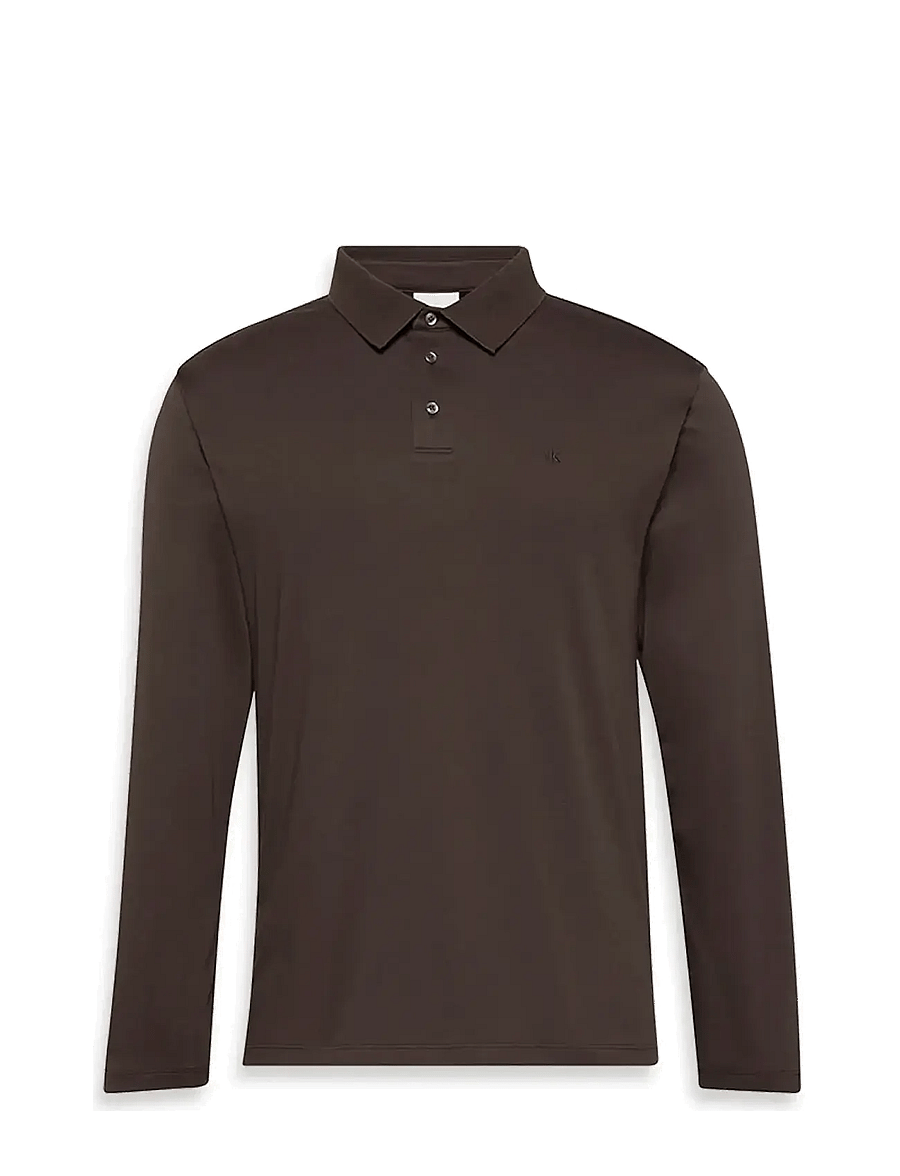 Calvin Klein - LS SUPIMA COTTON SOLID POLO - langærmede poloer - chocolate torte - 1